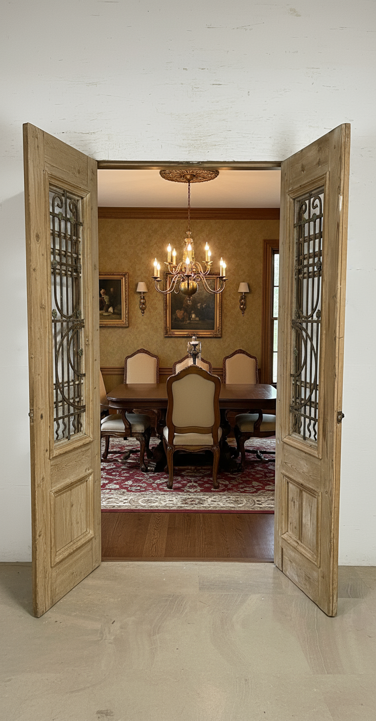 Antique French panel doors with Metal (92x47) P101