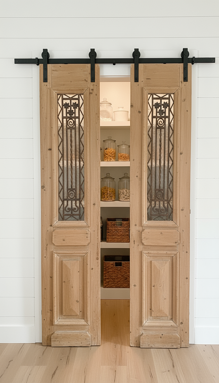 Antique French panel doors with Metal (96x39.5) P111