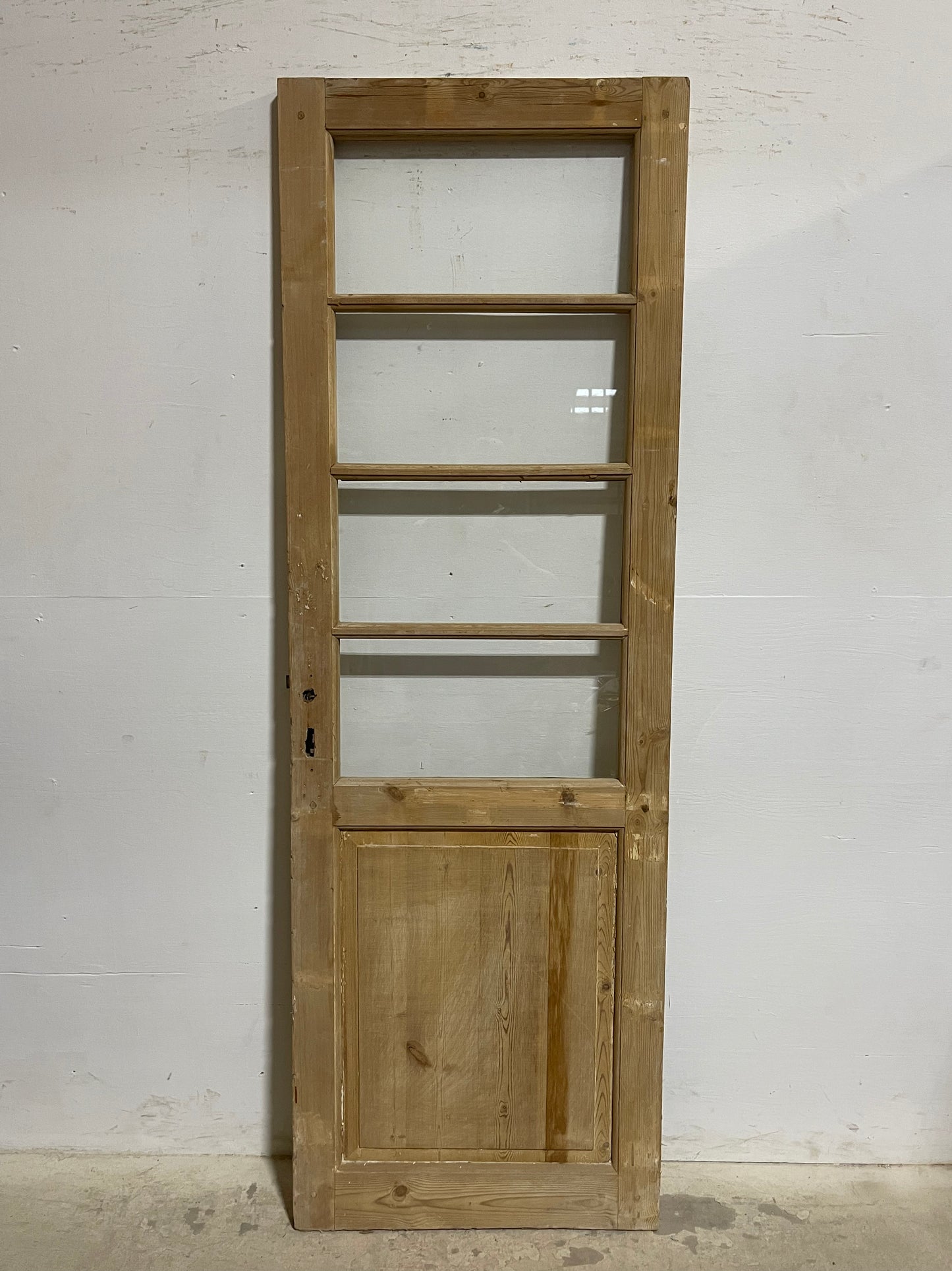Antique French Panel Door with Glass (84.25x28.25) J905