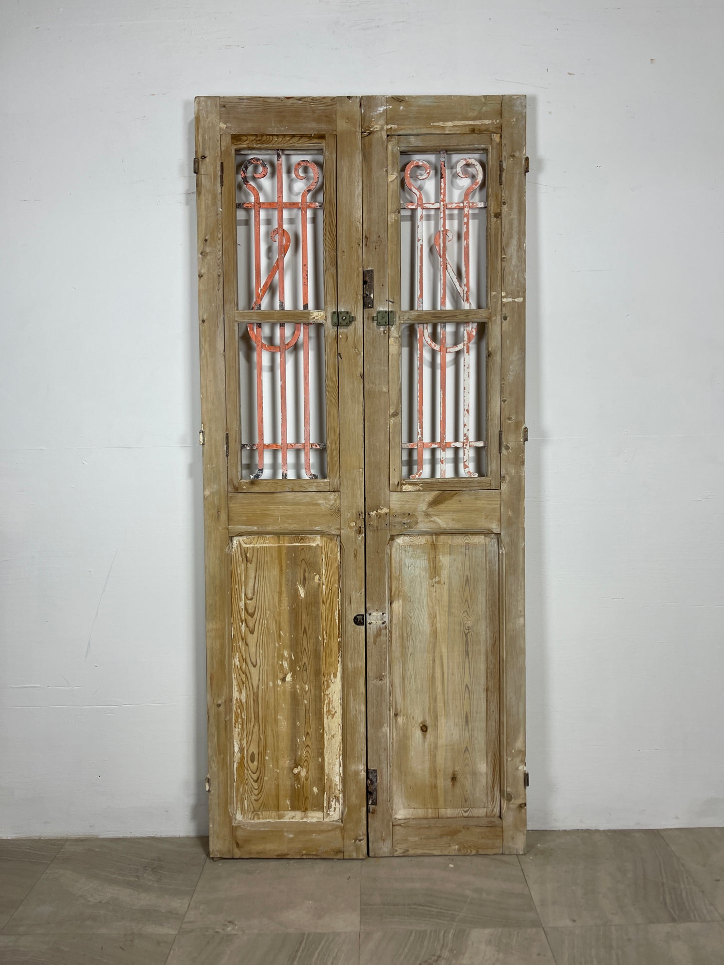 Antique French panel doors with Metal (86 x 36.75) O20