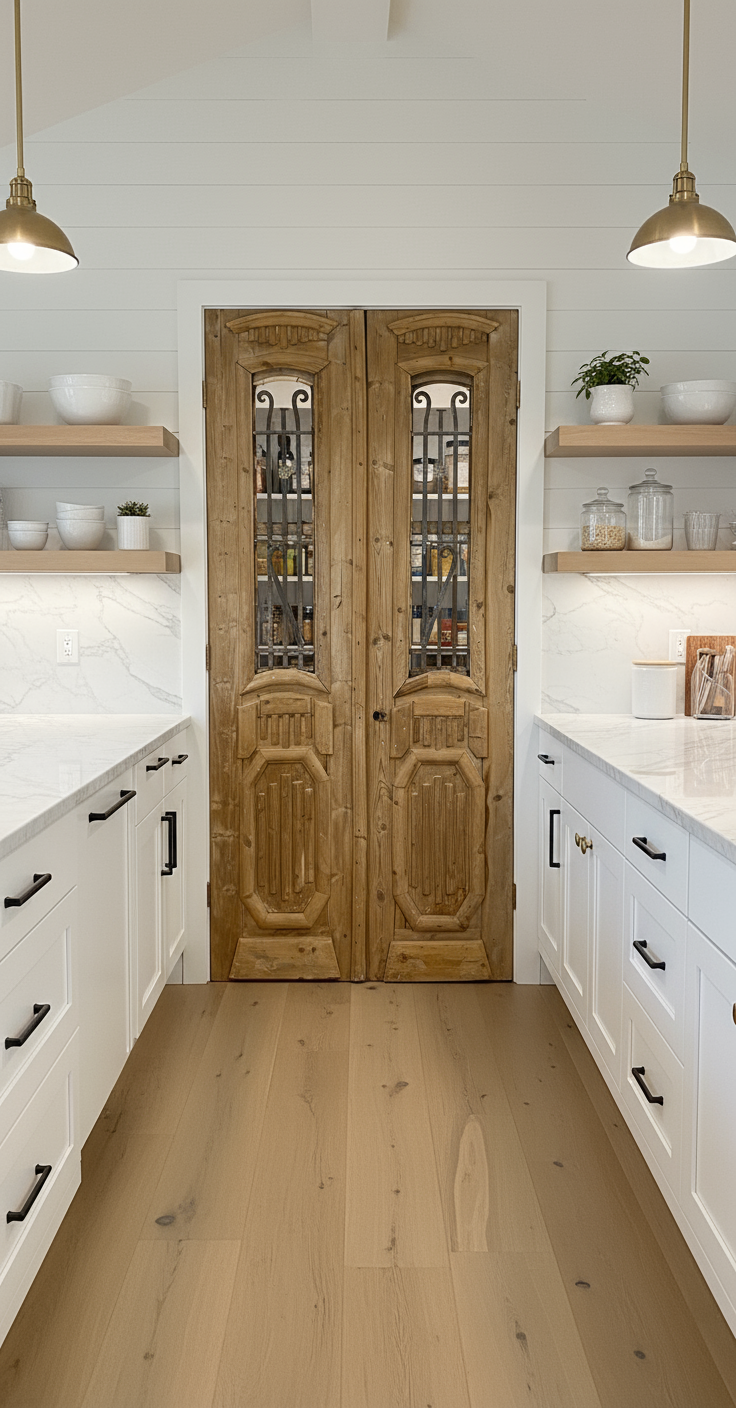 Antique French panel doors with Metal (86x39) P92