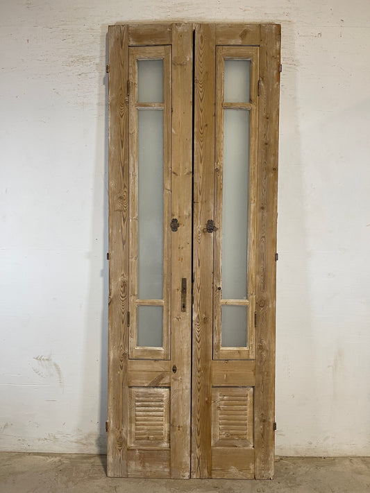 Antique French panel doors with glass (95.5x35.5) L182