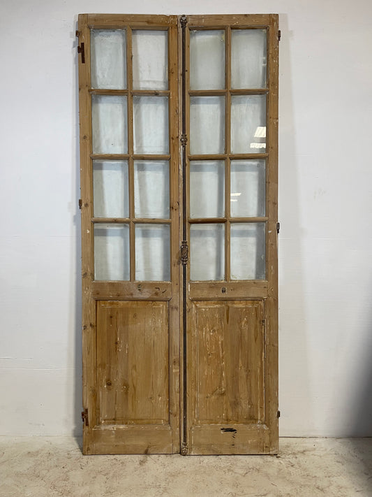 Antique French panel doors with glass (96x43.5) L220