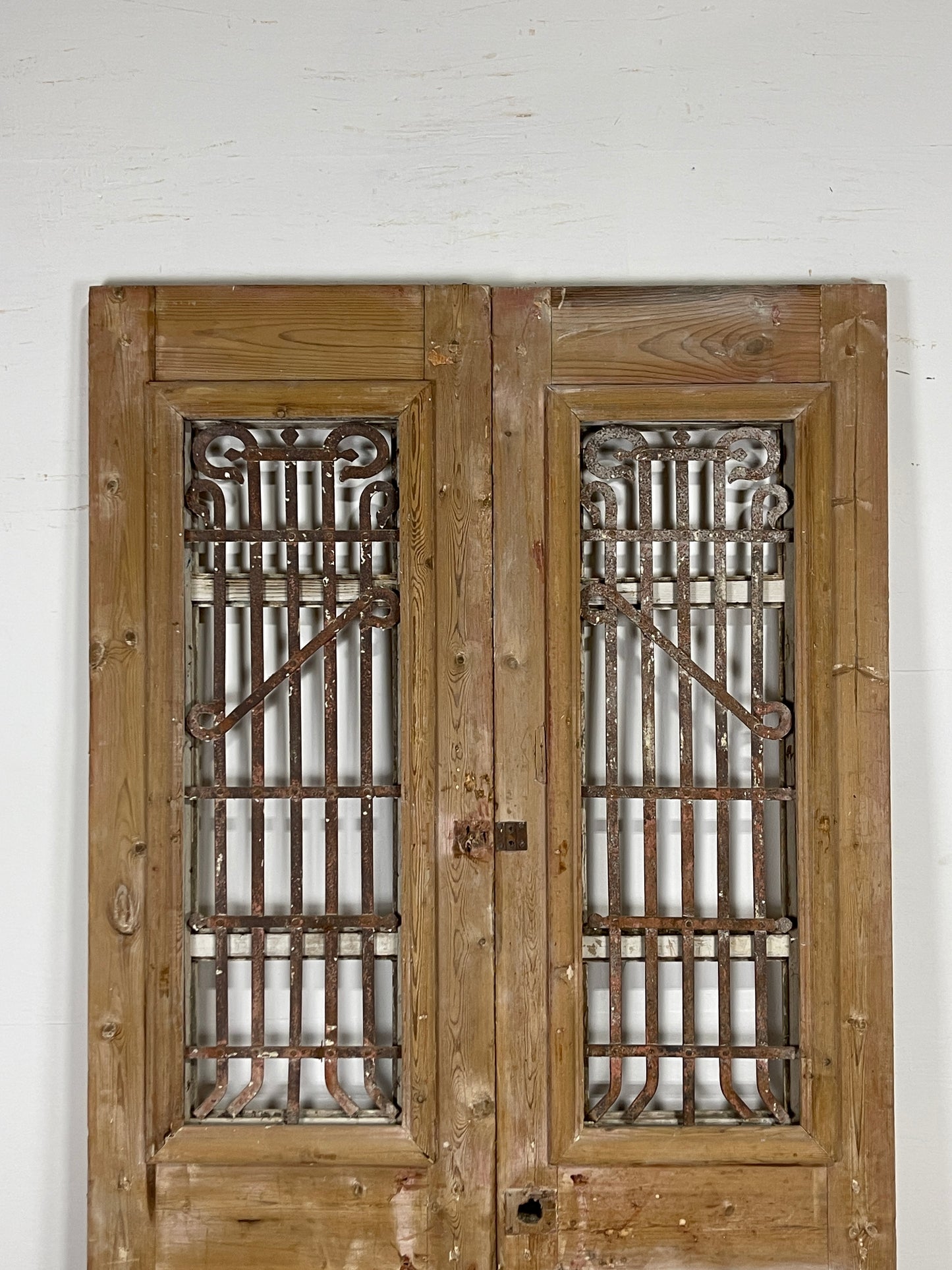 Antique French panel doors with Metal ( 88.25 x 43.25 ) O30