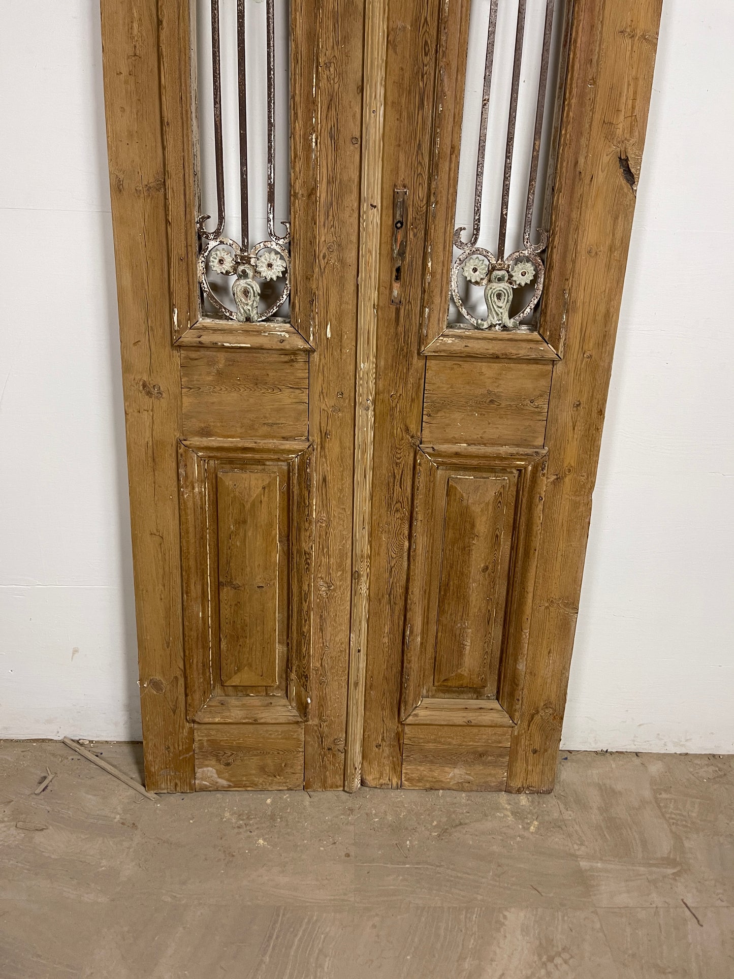 Antique French panel doors with Metal (98 x 36.5) P73