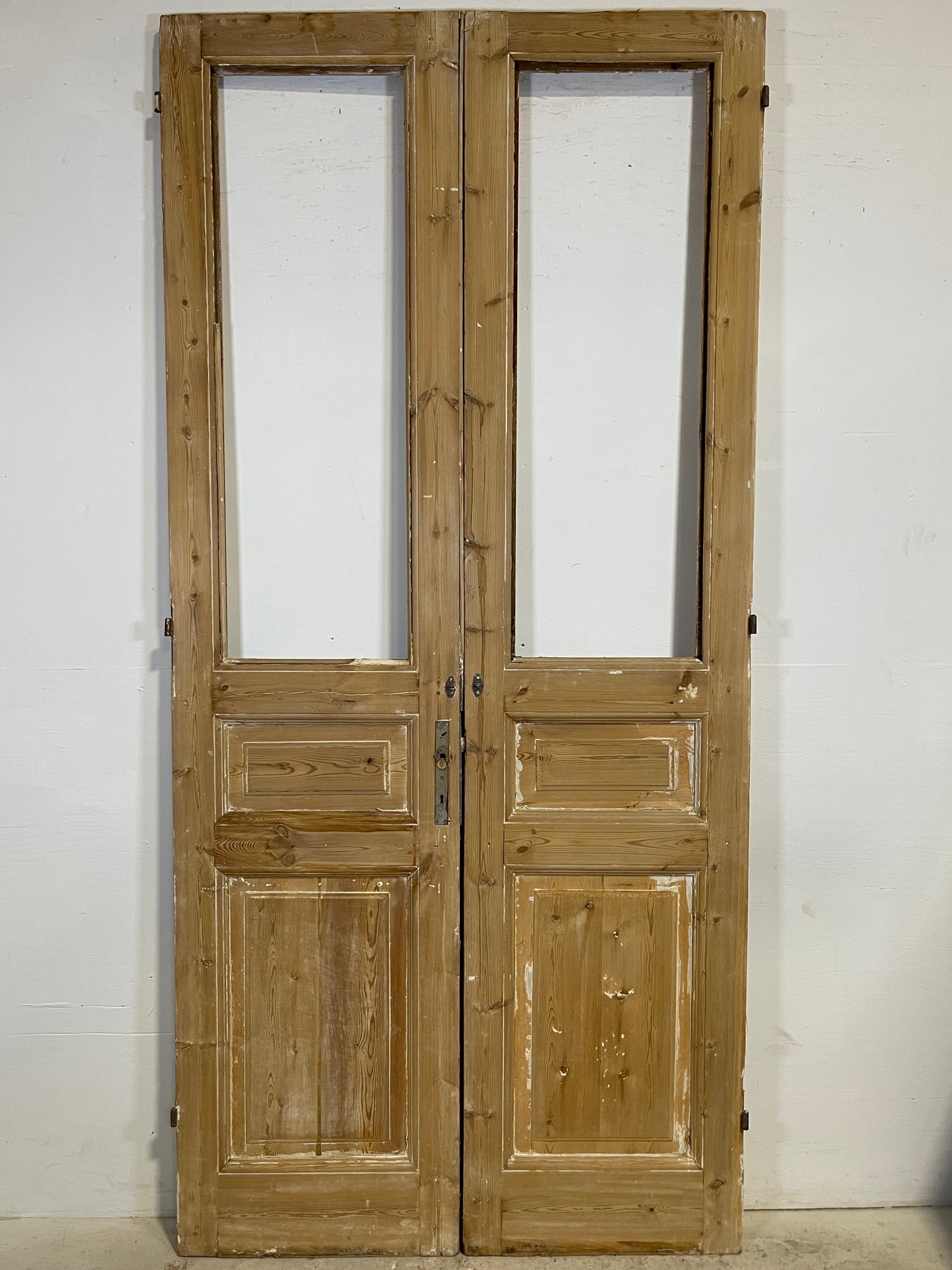 Antique French panel doors with glass (98.75 x 46.5) L355