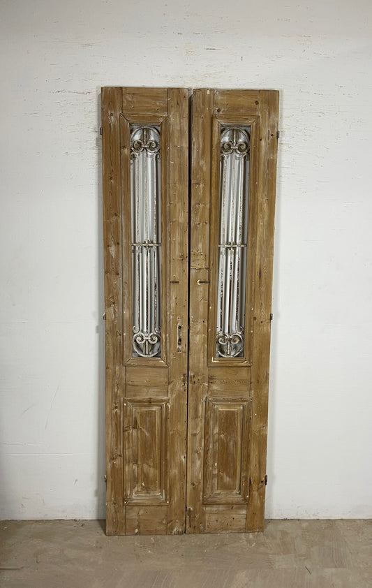 Antique French panel doors with Metal (98 x 36.5) P73