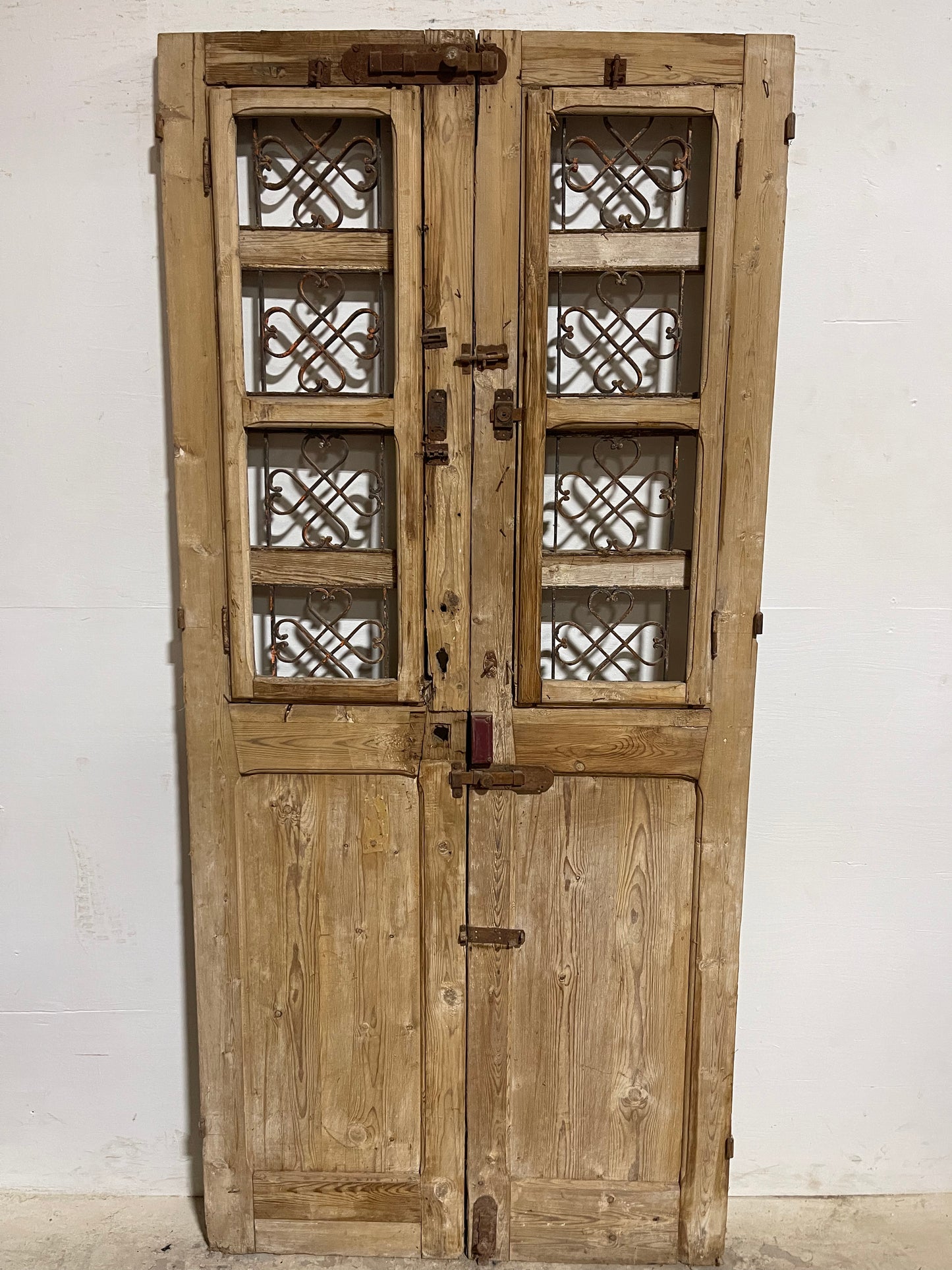 Antique French Panel Doors with Metal (83.5x38.5) K110