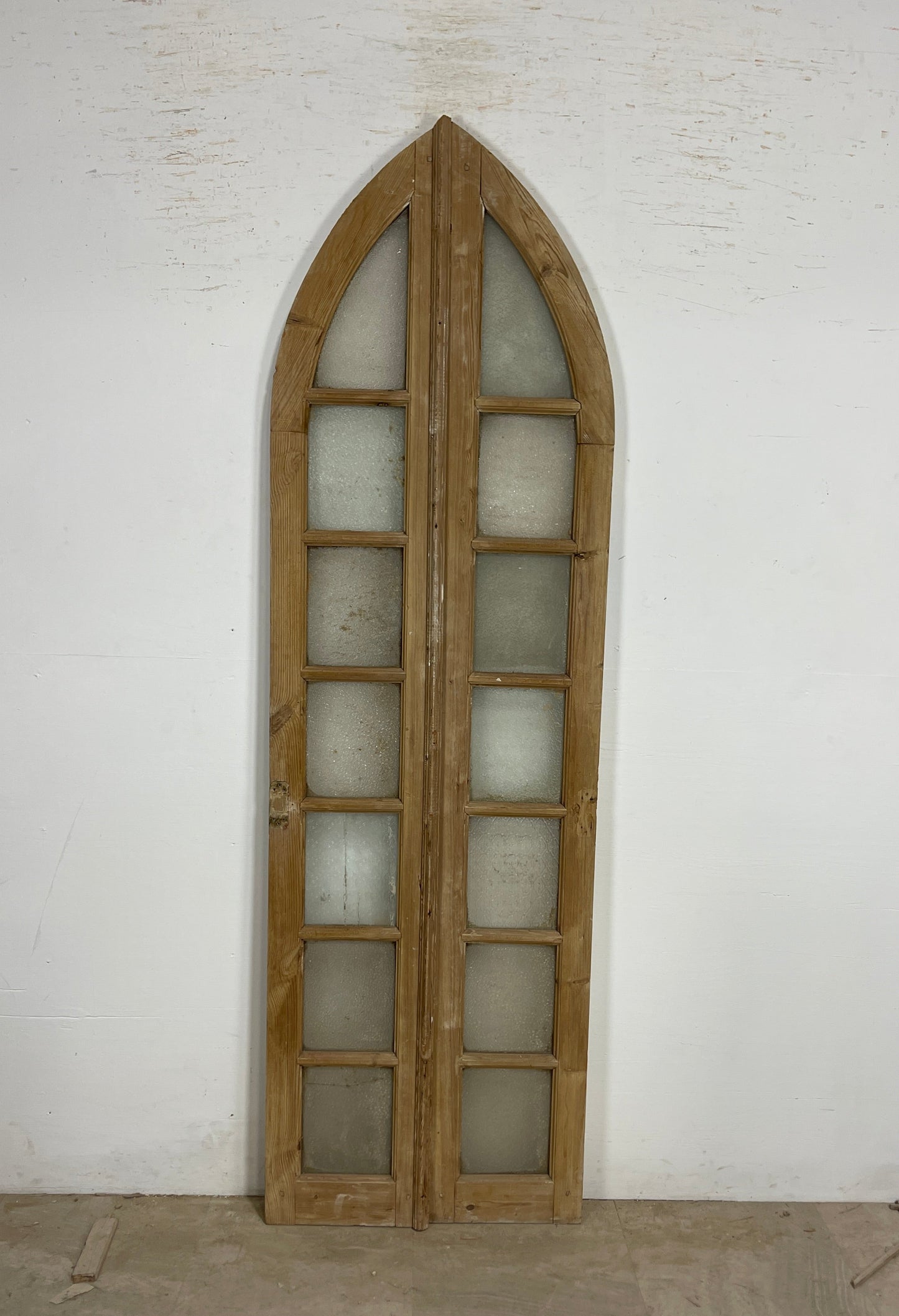 Antique French panel arched doors with Glass (89.5 x 27.5) P11