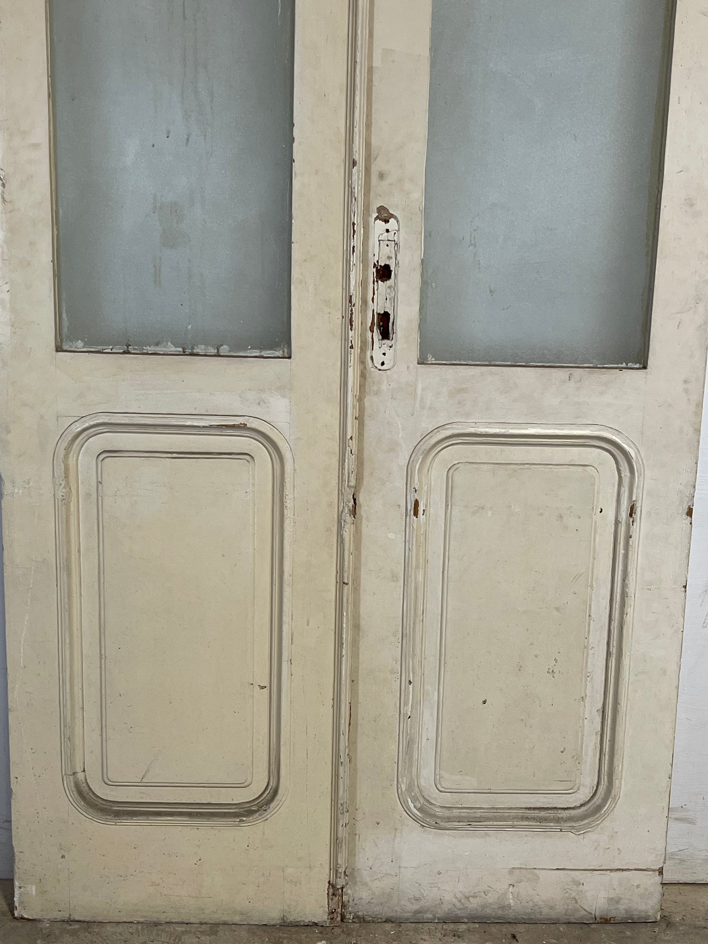 Antique French panel doors with glass (99.75x45.75) L114