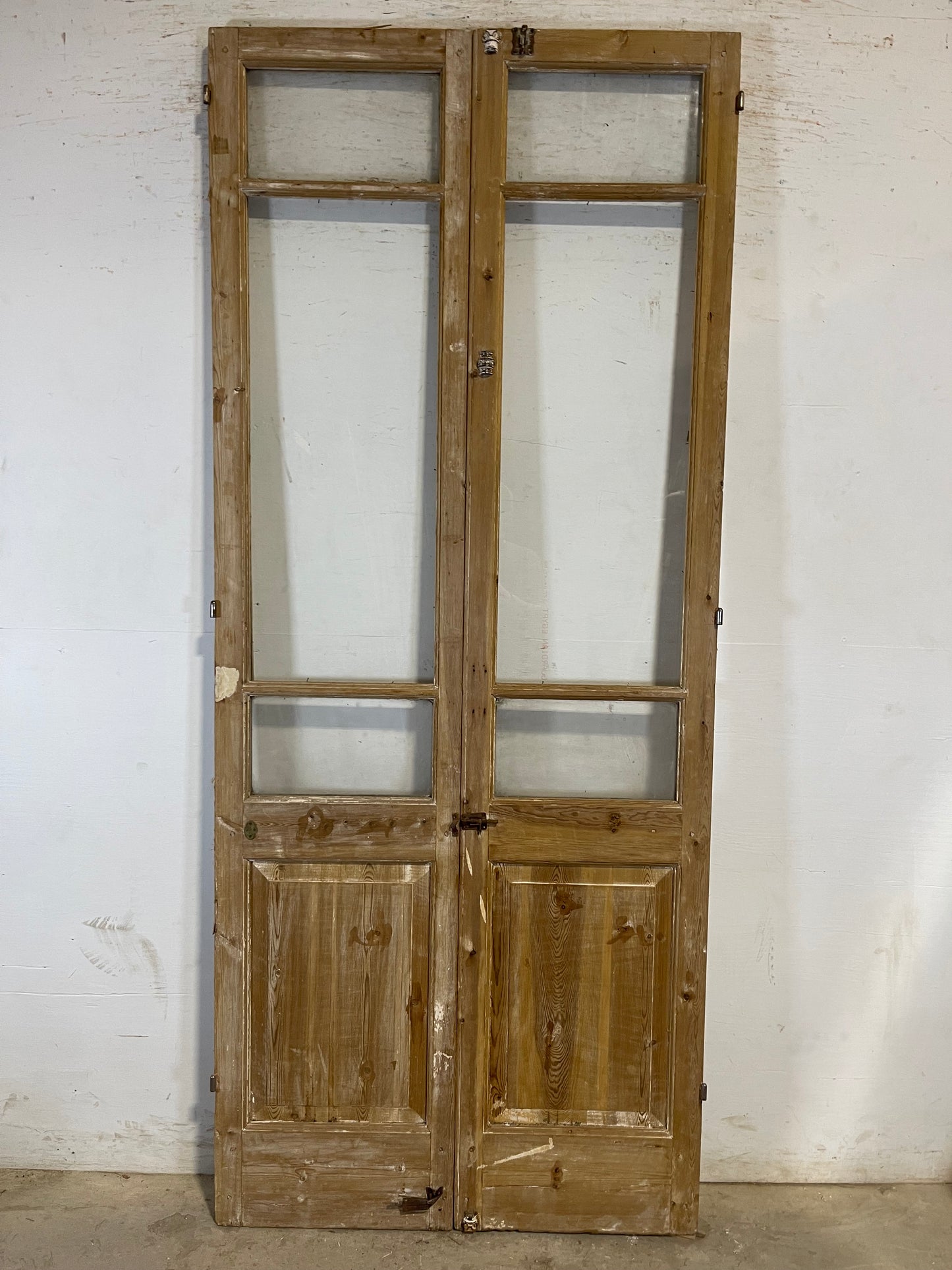 Antique French panel doors with glass (93.25x39) L192