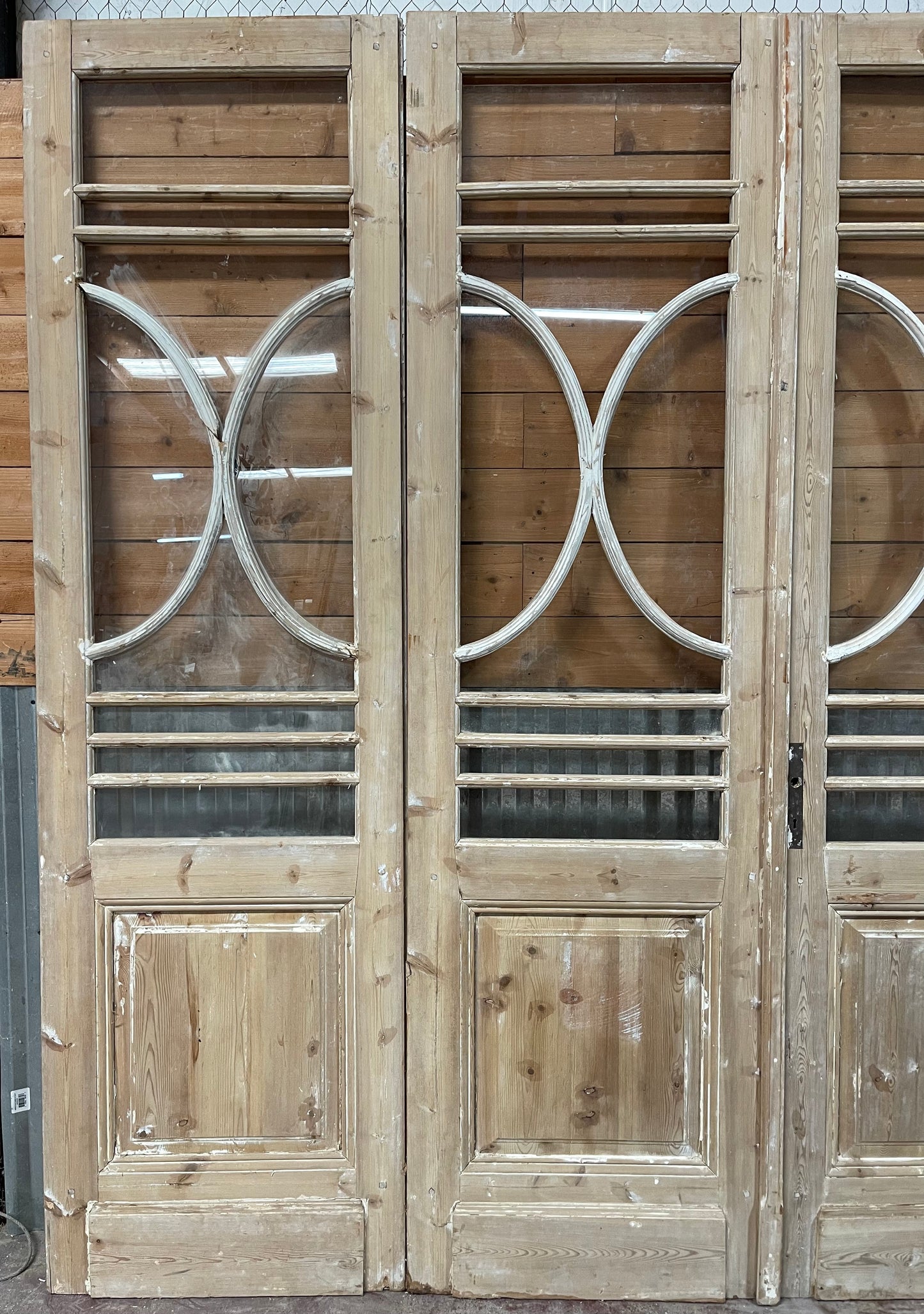 Antique French Panel Doors with glass (99.5x116) K302