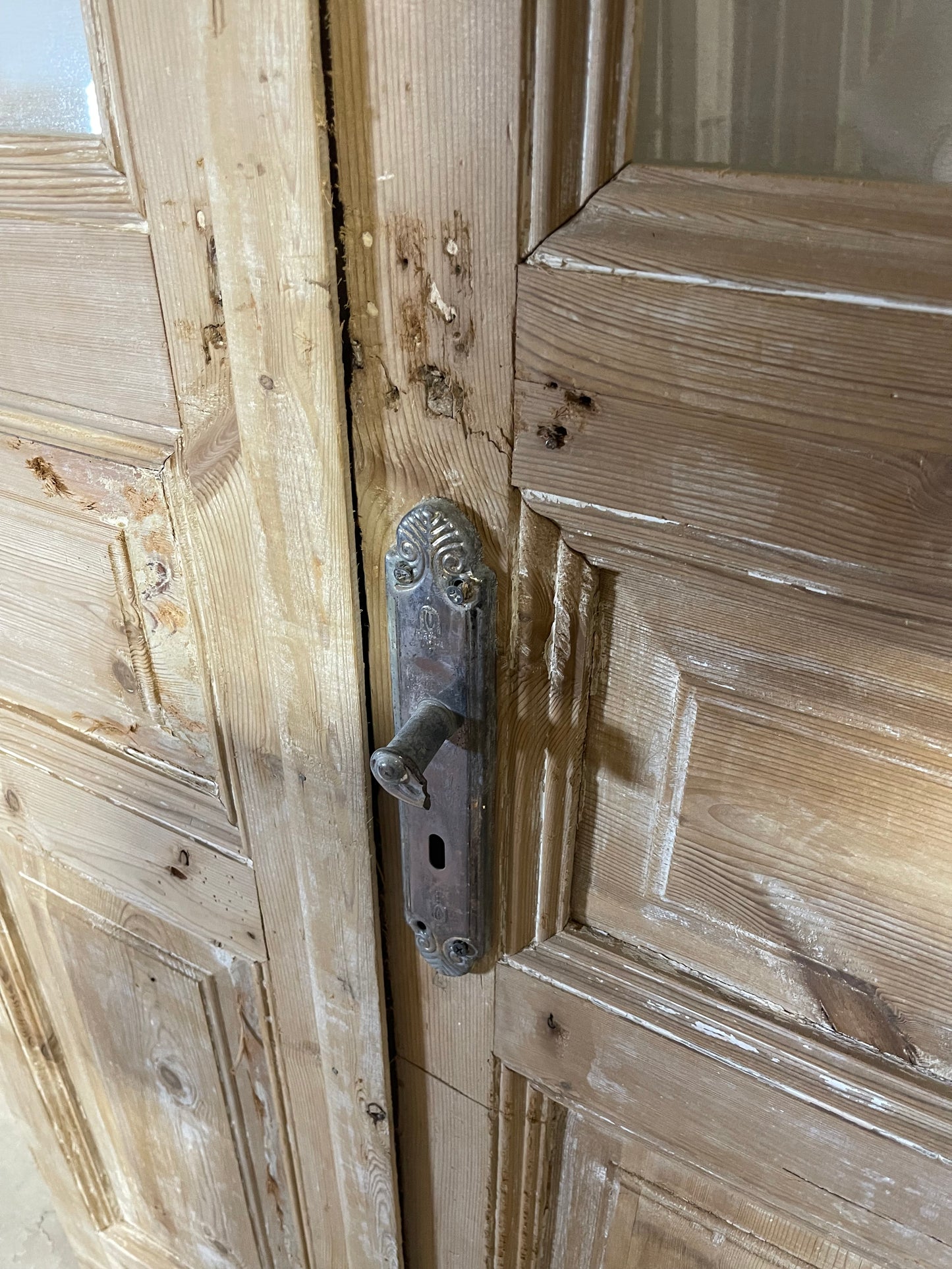 Antique French panel doors with glass (96x37.5) L187