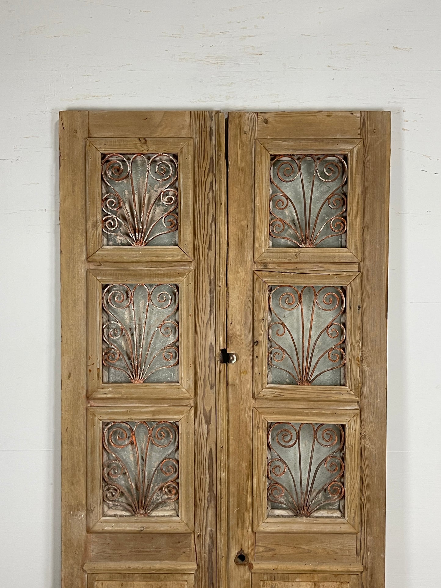 Antique French panel doors with Metal (90.5 x 40.25) O57