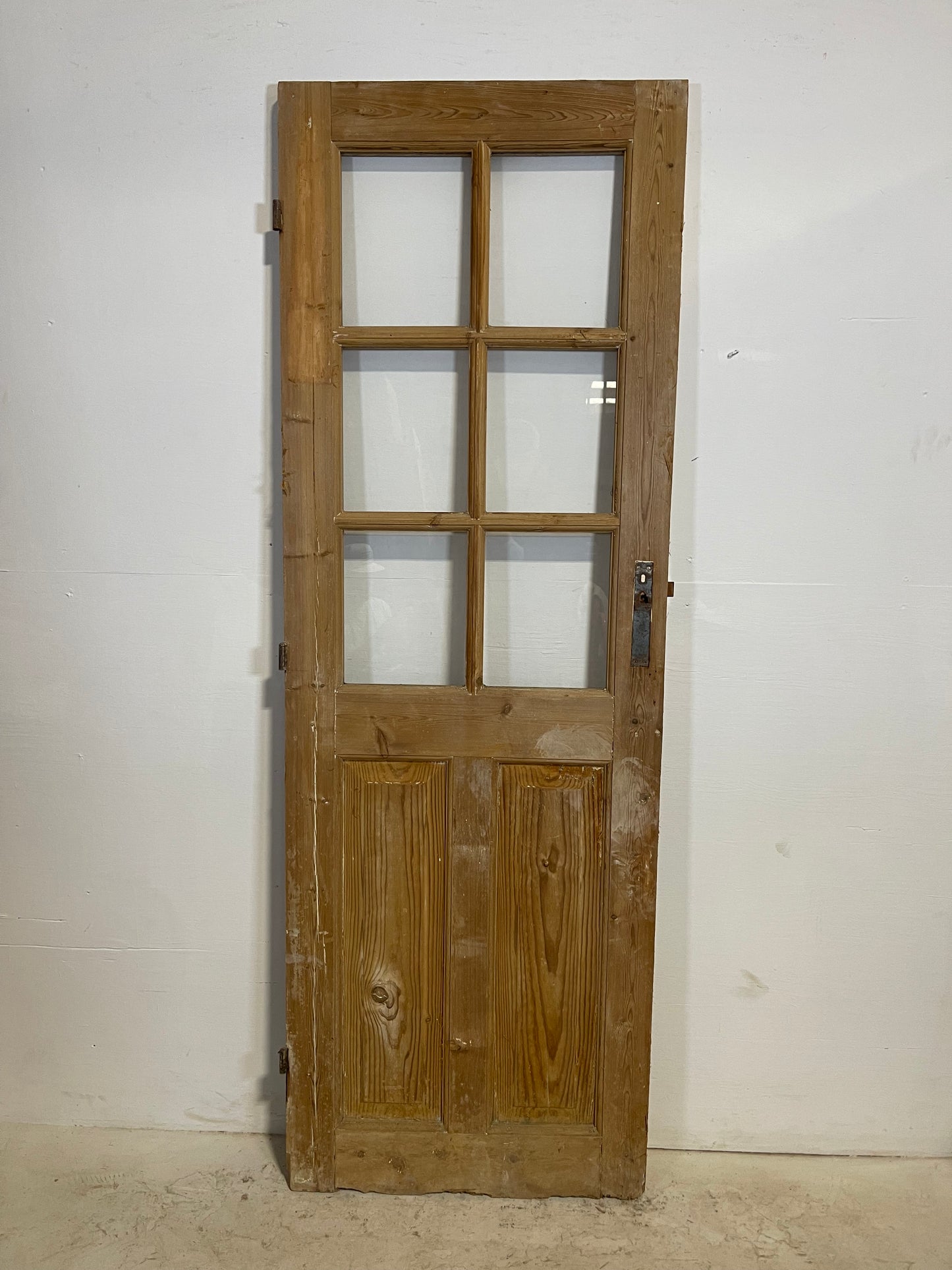 Antique French Panel Door with Glass (82.25x28.25) L255