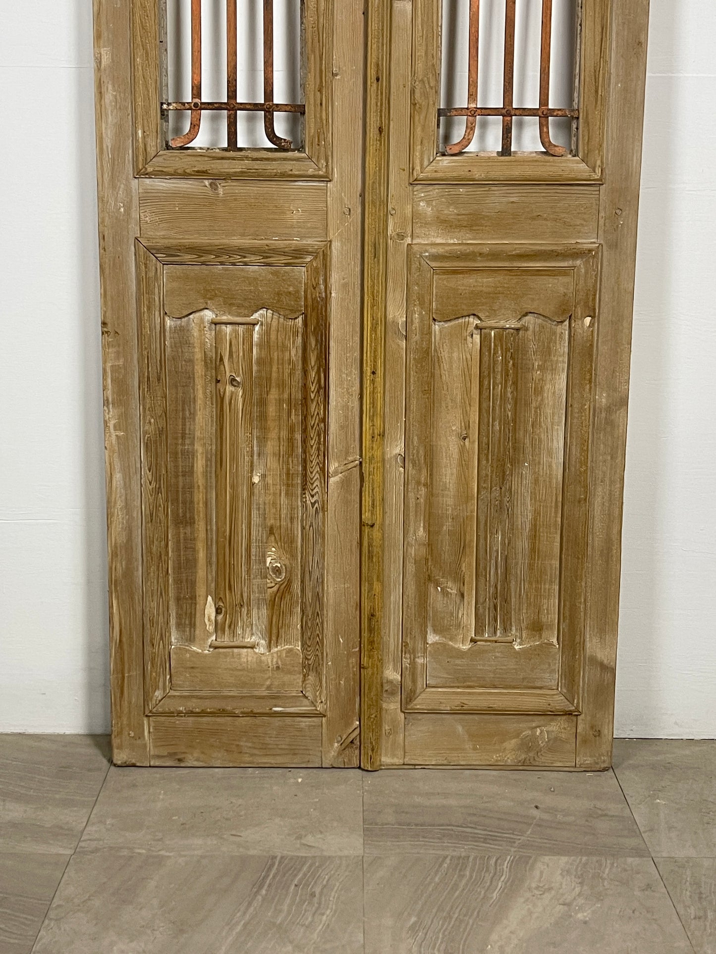 Antique French panel doors with Metal (84.5 x 35.25) O18