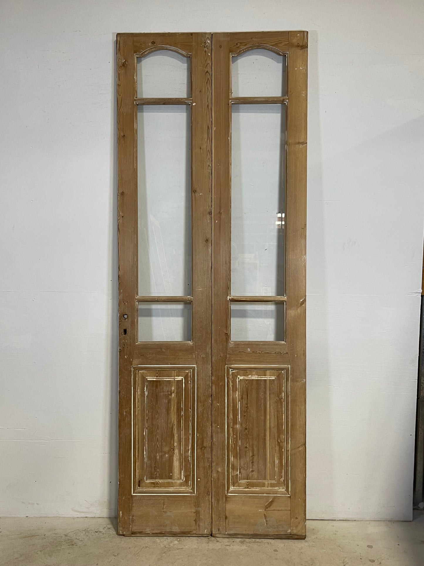 Antique French panel doors with glass (99x37.5) k315
