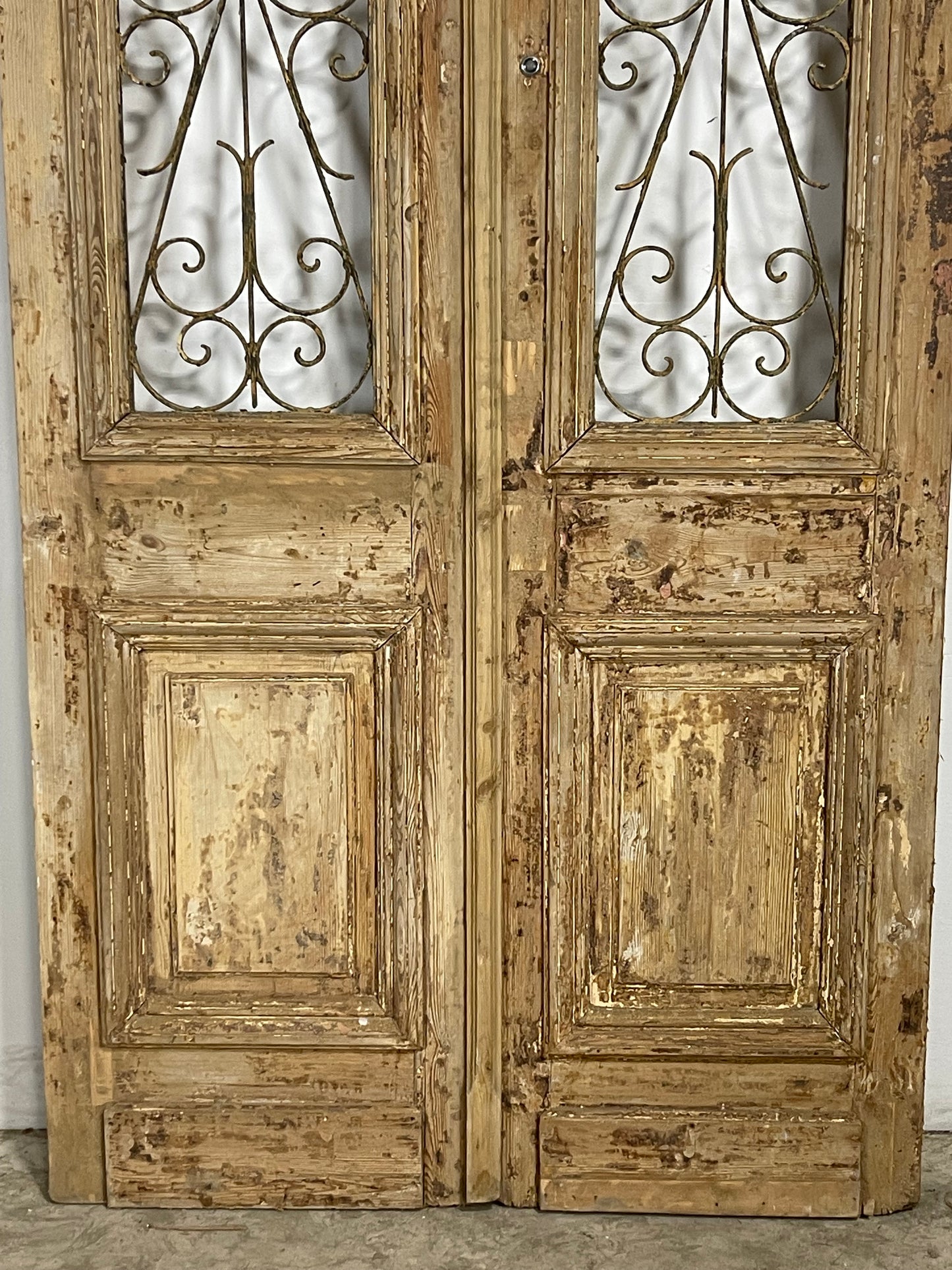 Antique French Panel Doors with Metal ( 96.25x 47.5) M061