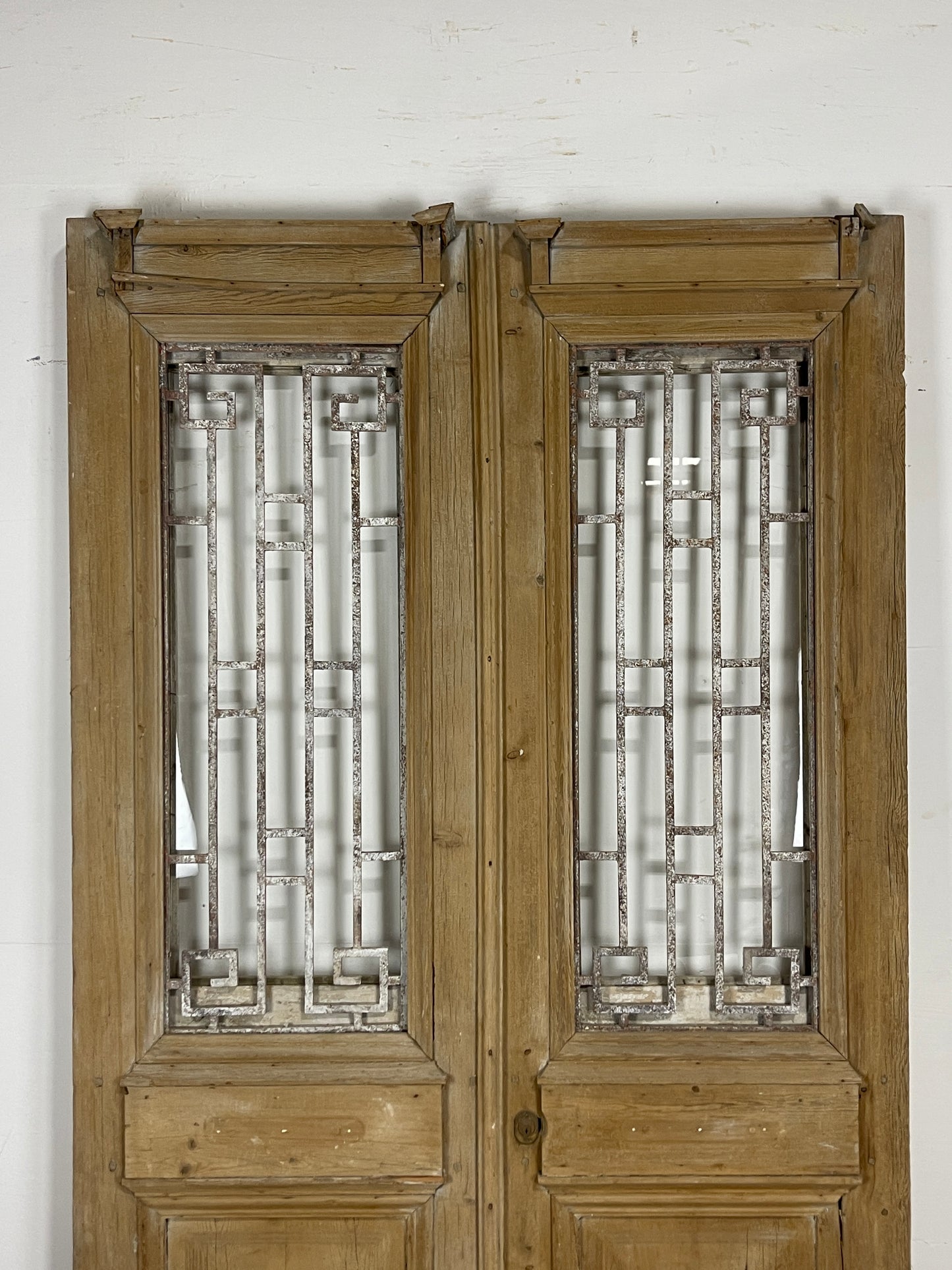 Antique French panel doors with Metal (93 x 50.75) O26