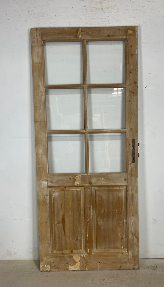 Antique French Panel Door with Glass  (85 x 36) M228