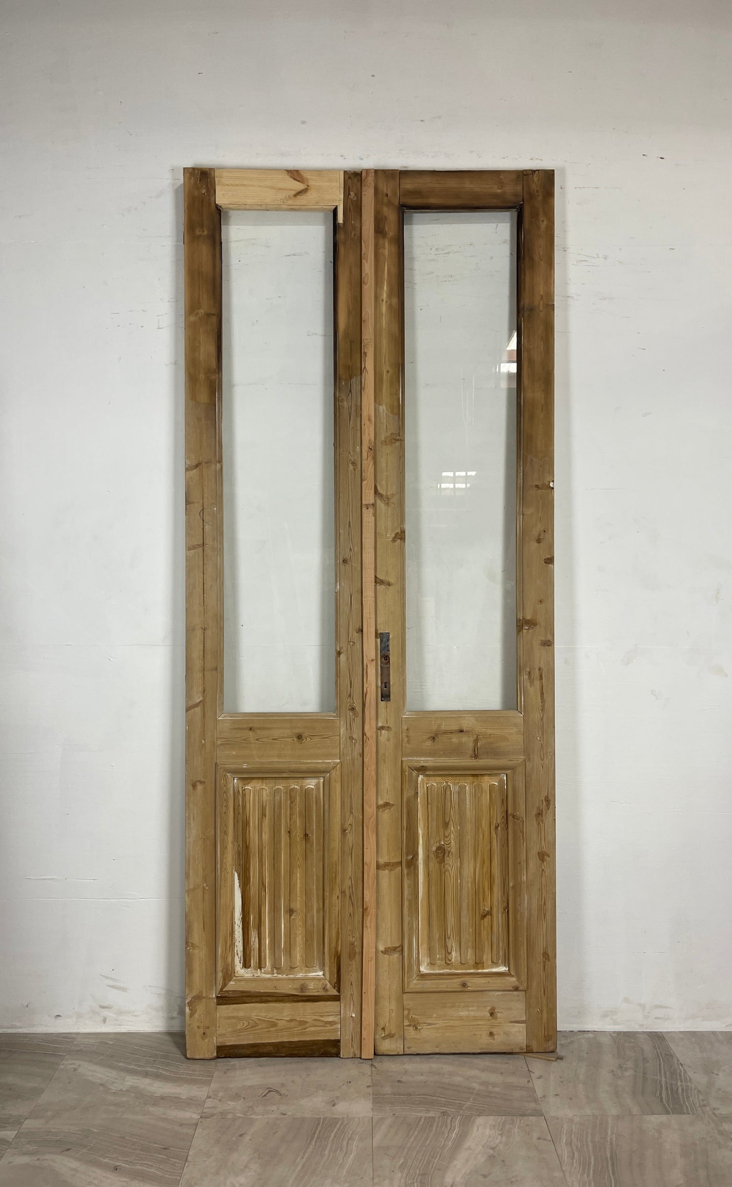 Antique French Panel Doors with Glass (103.5 x 43.5) N025