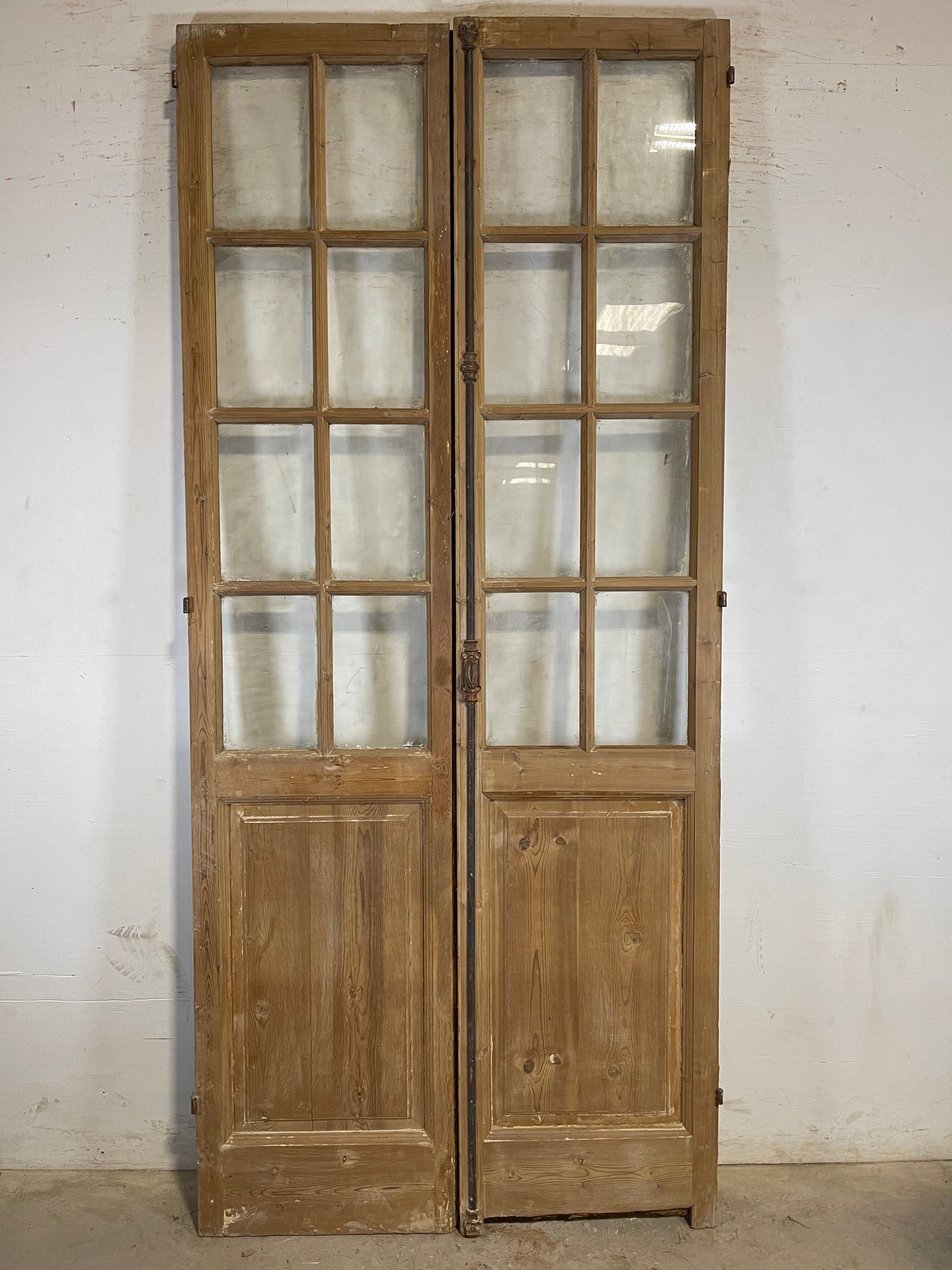 Antique French panel doors with glass (97.75x43.75) L160