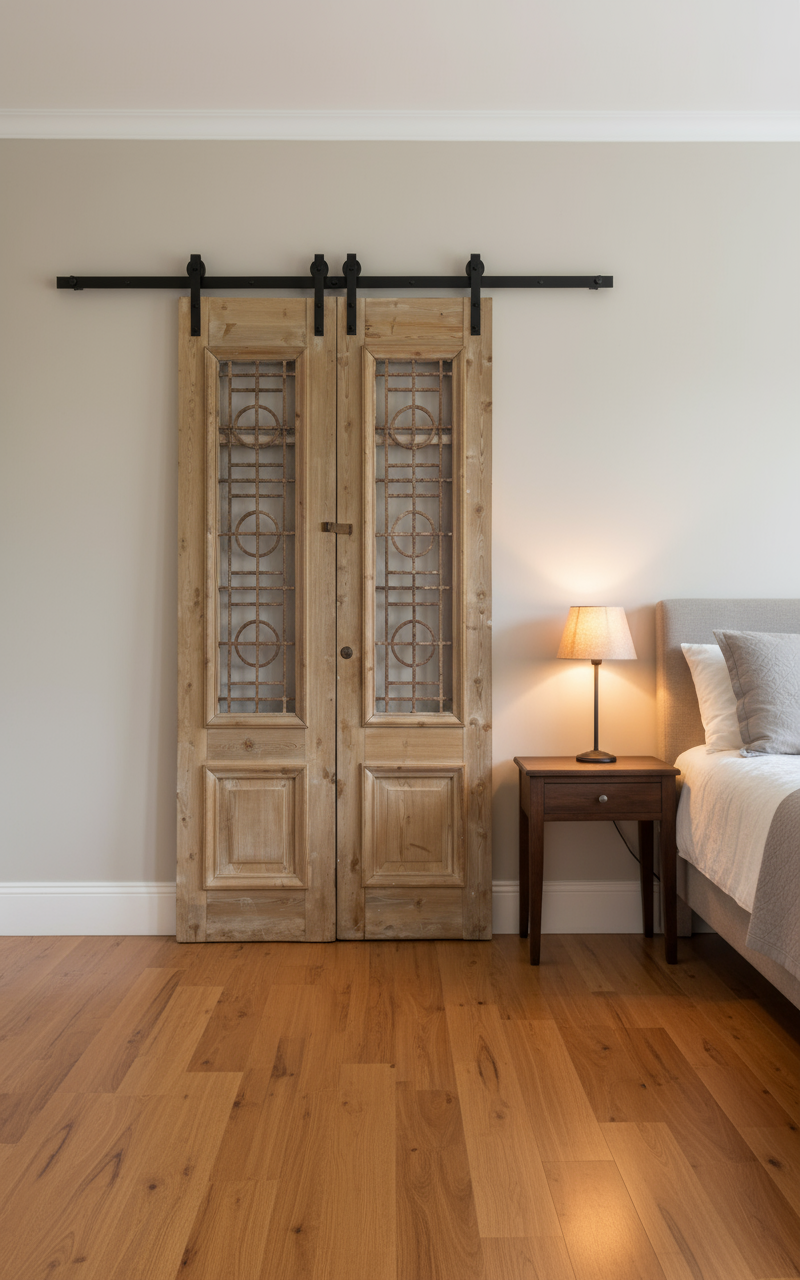 Antique French panel doors with Metal (89x44.5)P78