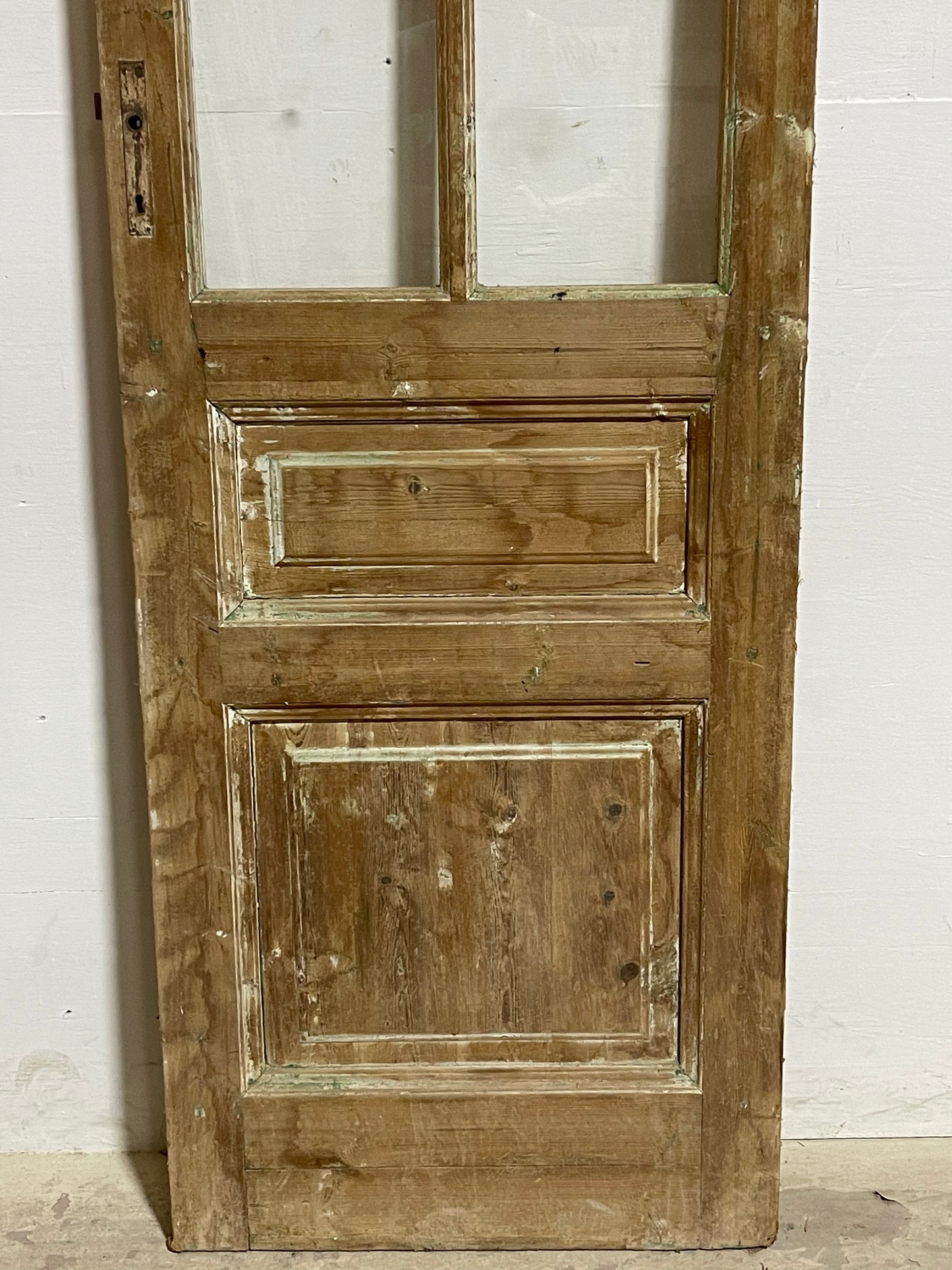 Antique French Panel Door with Glass (93x26.5) K321
