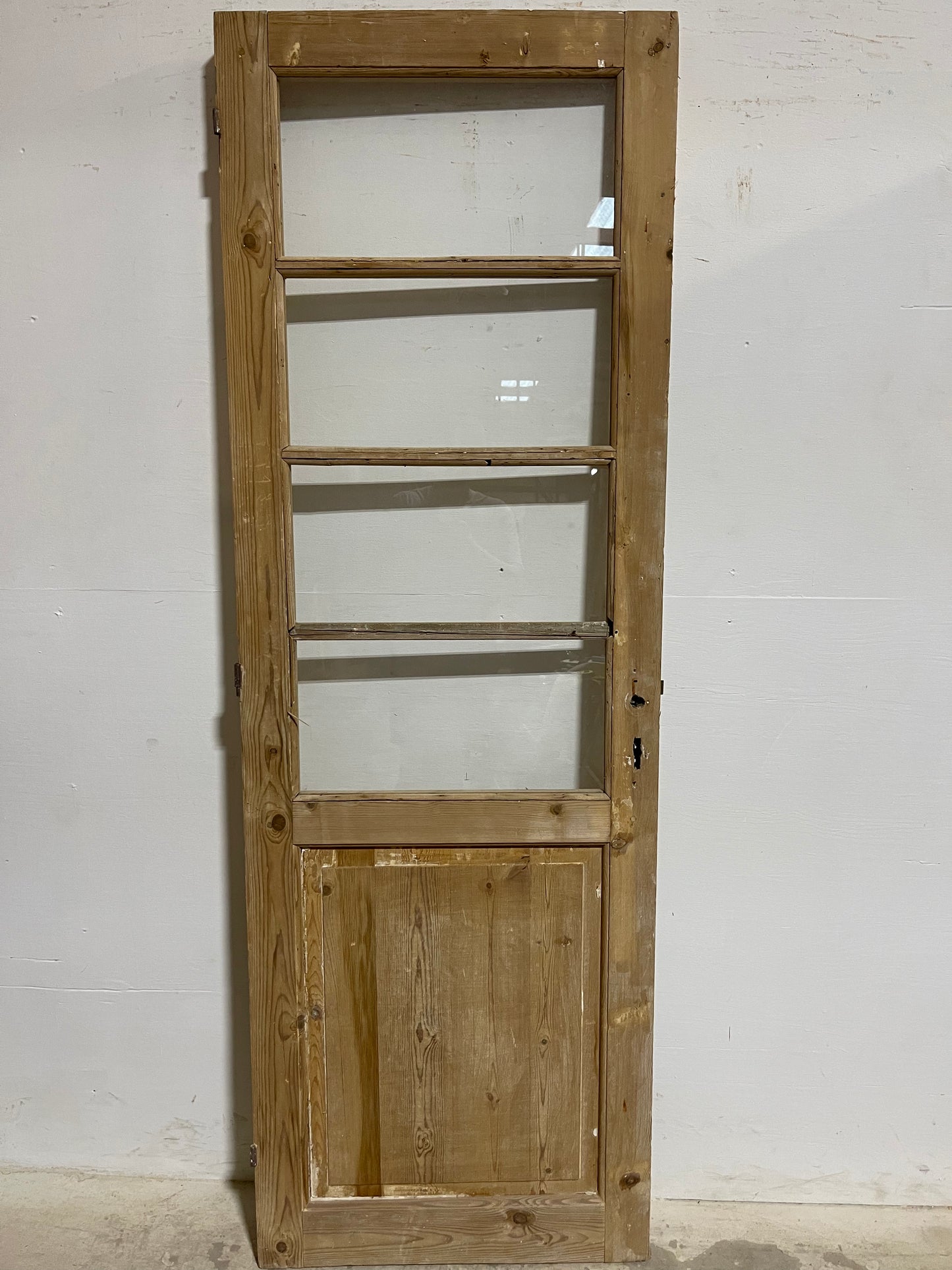 Antique French Panel Door with Glass (84.25x28.25) J905