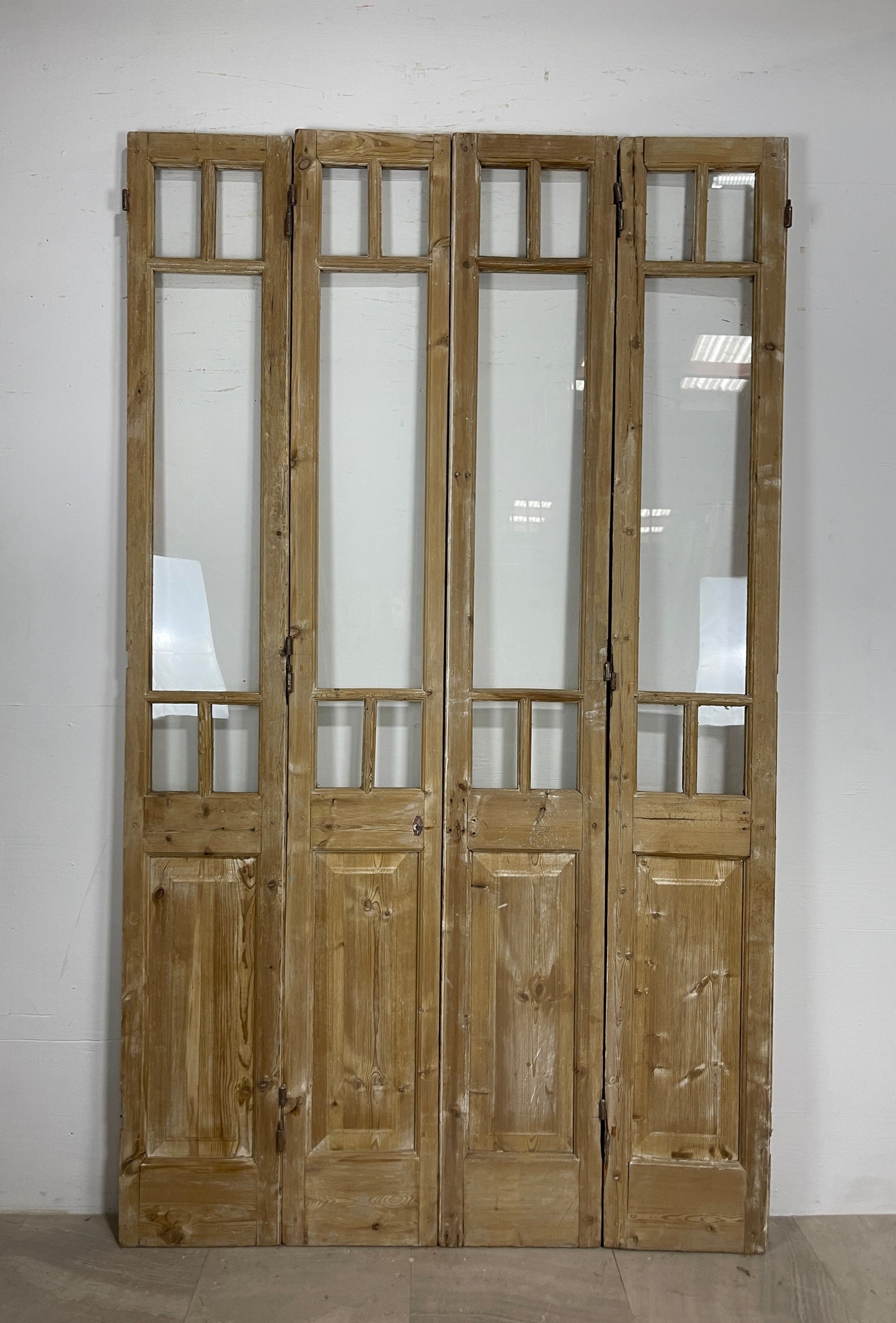 Antique French panel doors with Glass (98.5 x 58) O59 4 piece set