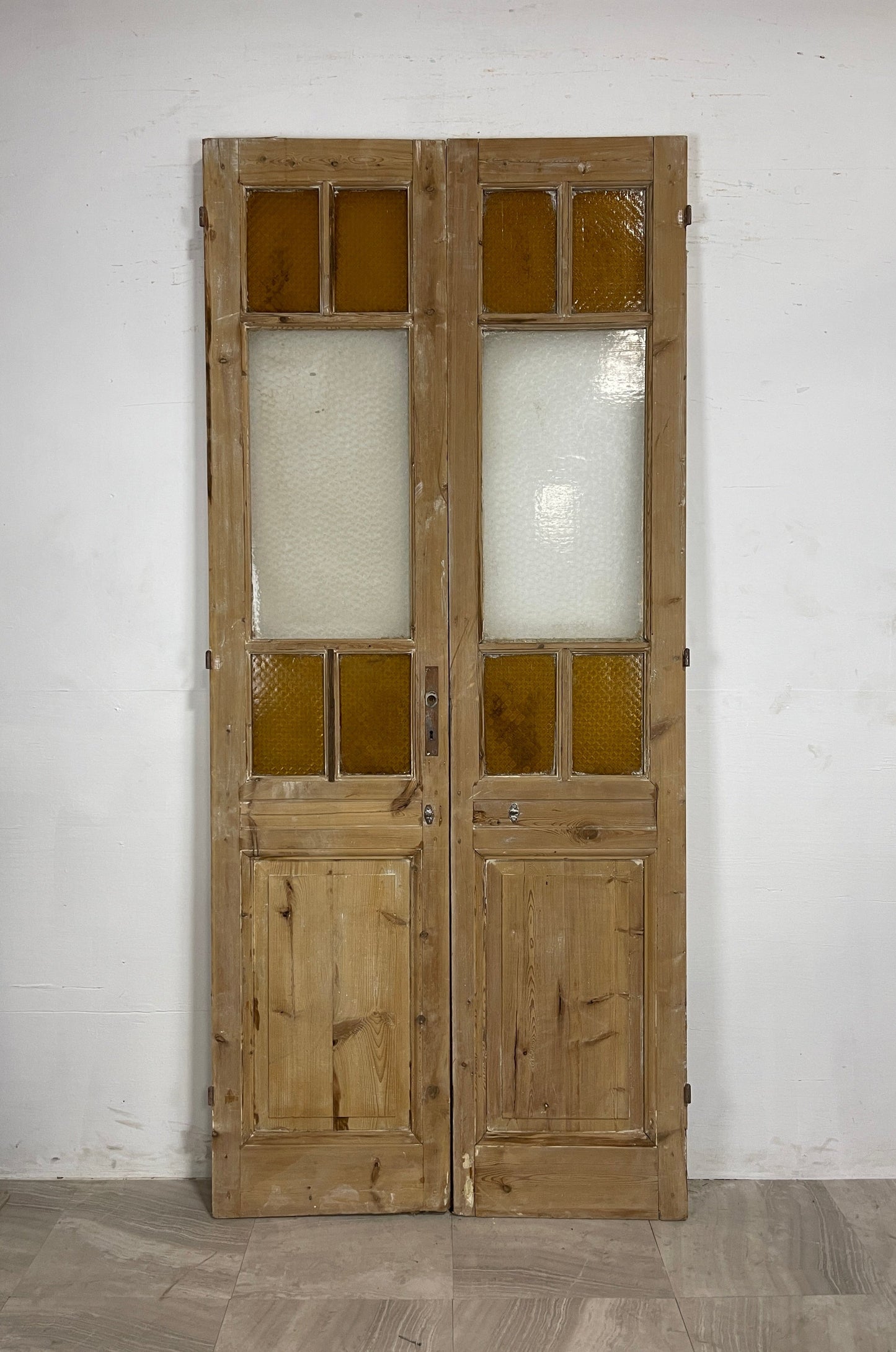 Antique French Panel Doors with Glass   (98 x 43.5)   N053