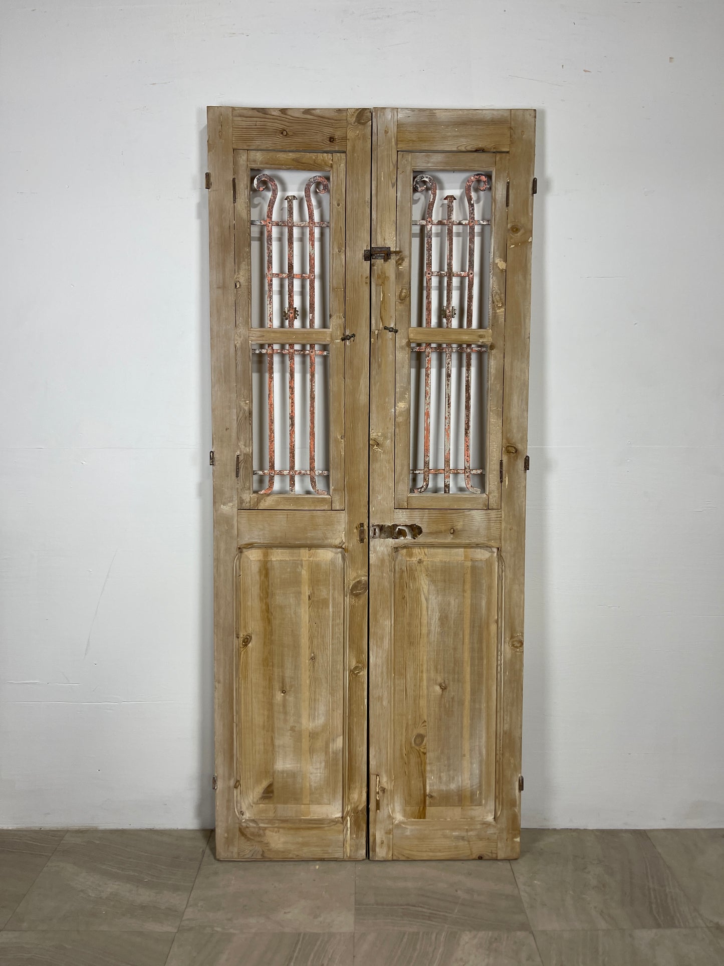 Antique French panel doors with Metal (84.5 x 35.25) O18