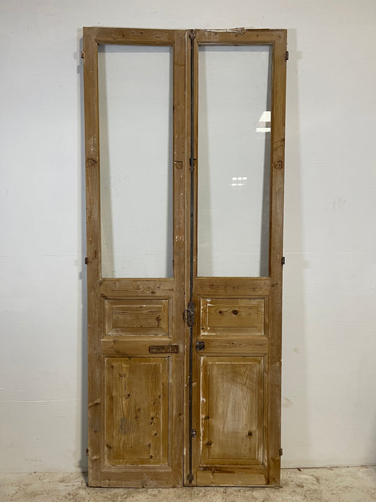 Antique French panel doors with glass (92x39.25) L228