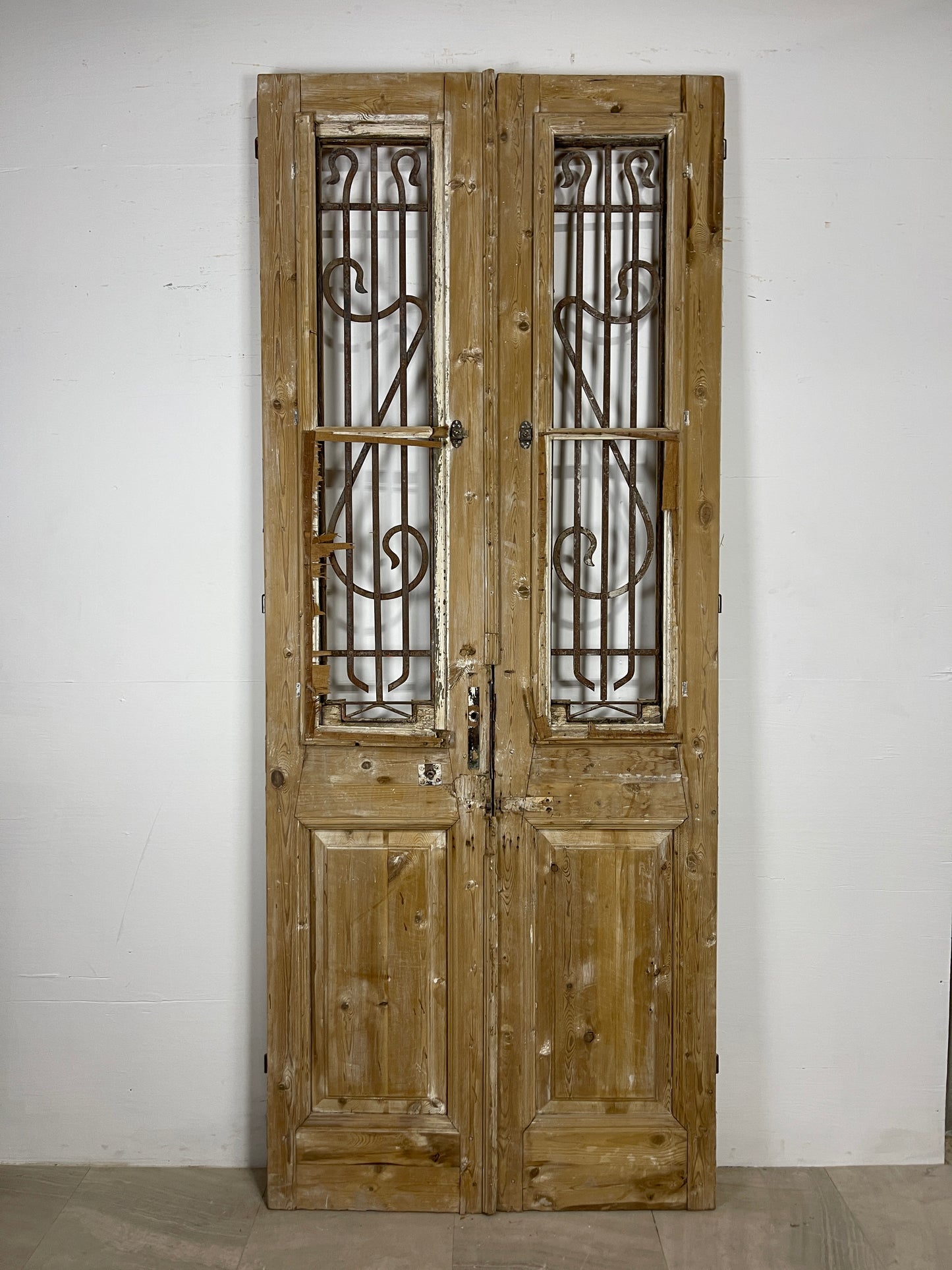 Antique French panel doors with Metal (102.75 x 42) O44