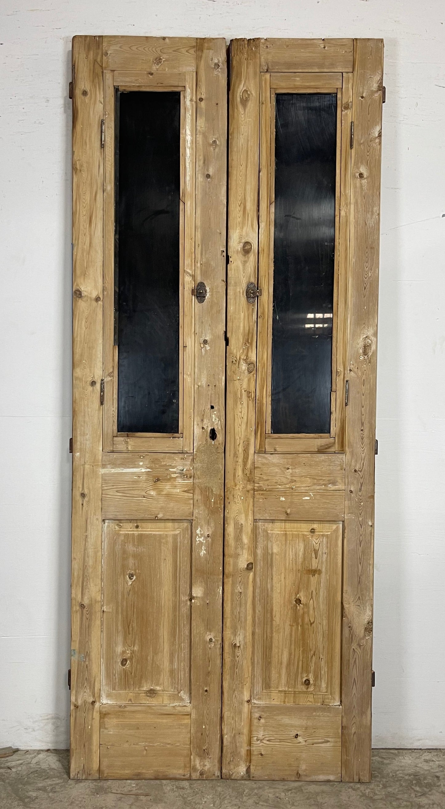 Antique French Panel Doors with Metal (97.5 x 40.5) M063