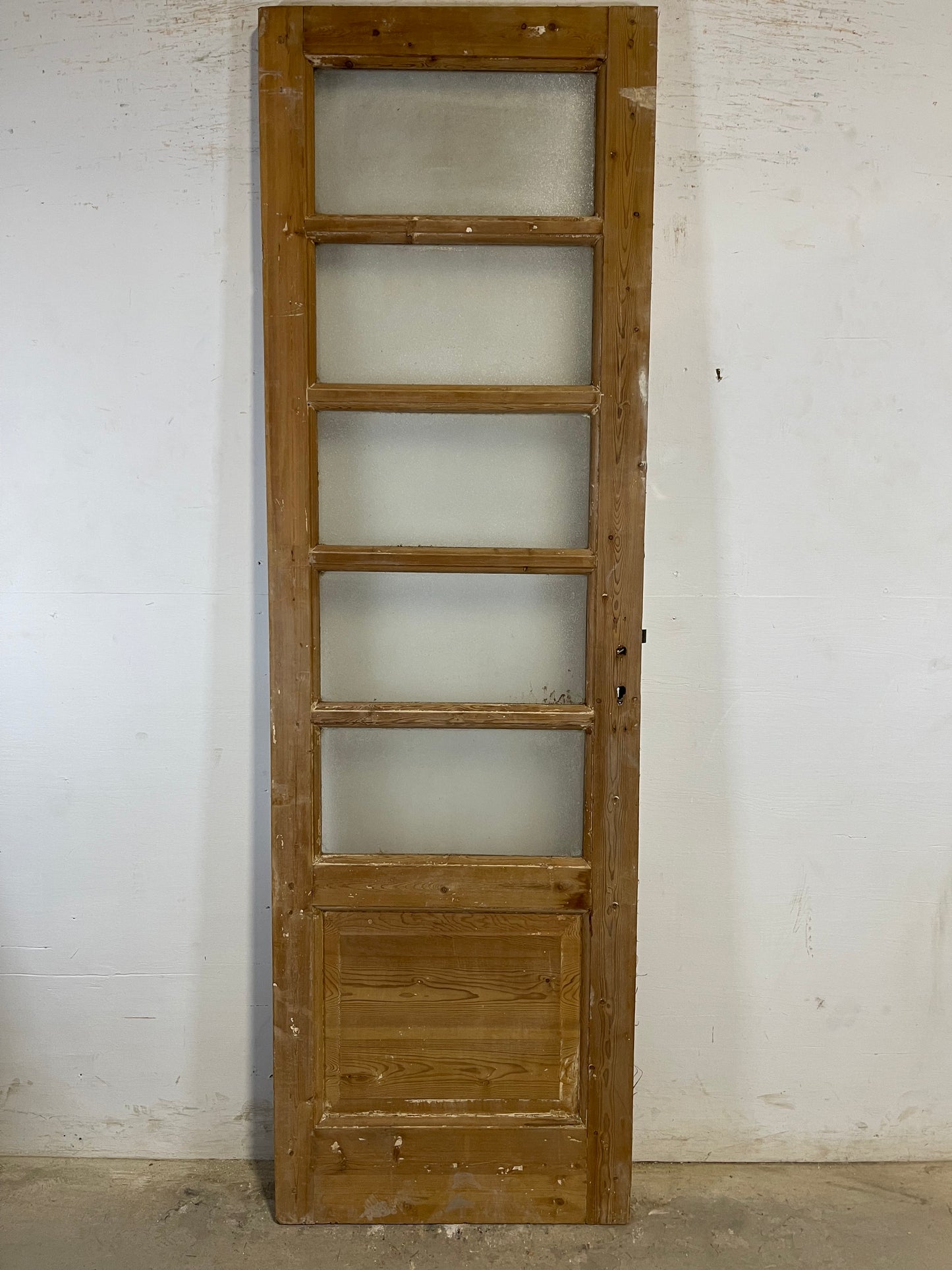 Antique French Panel Door with Glass (89x27.5) L138s