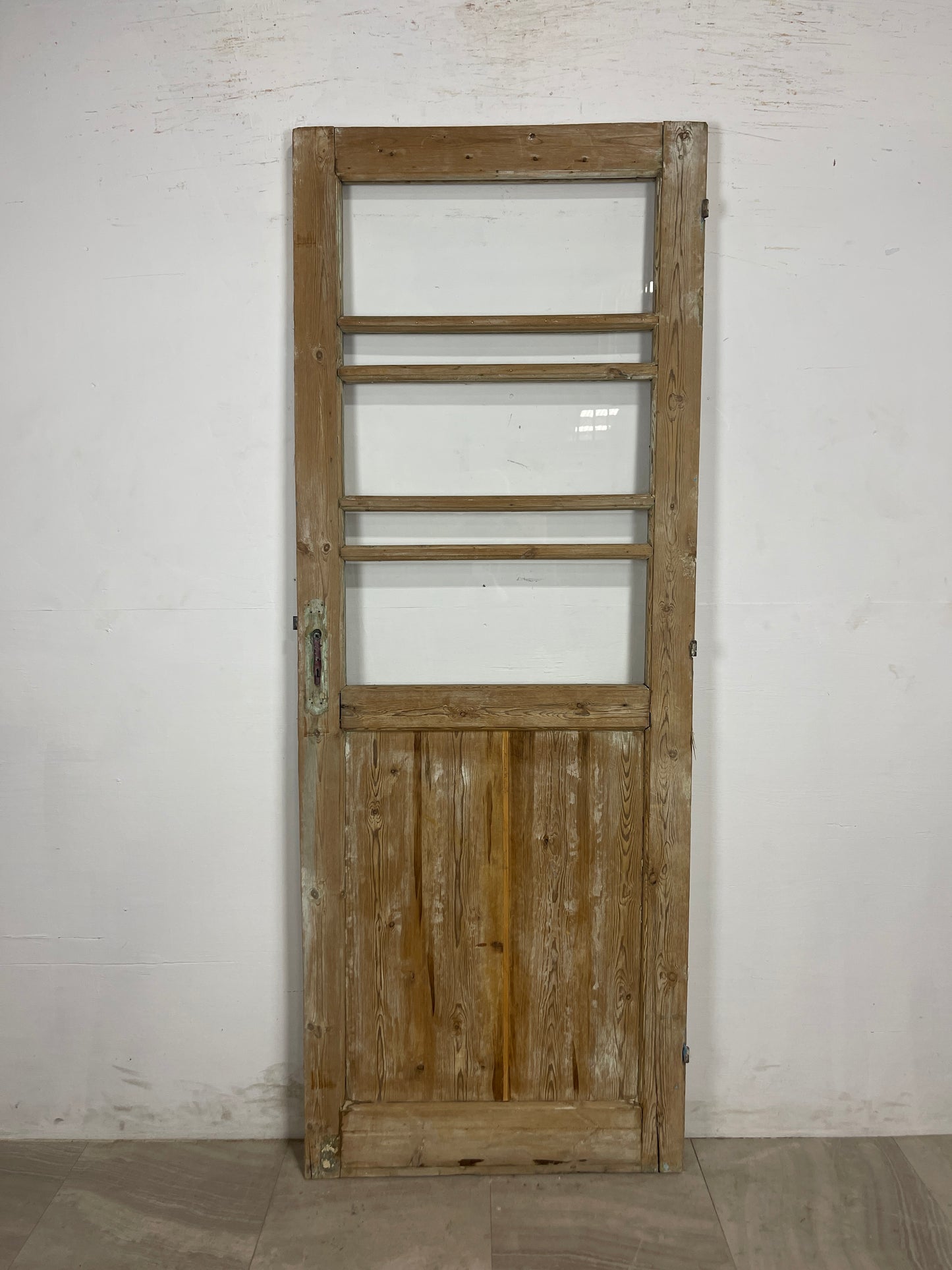 Antique French Panel Door with Glass (85.5 x 32.25) N203