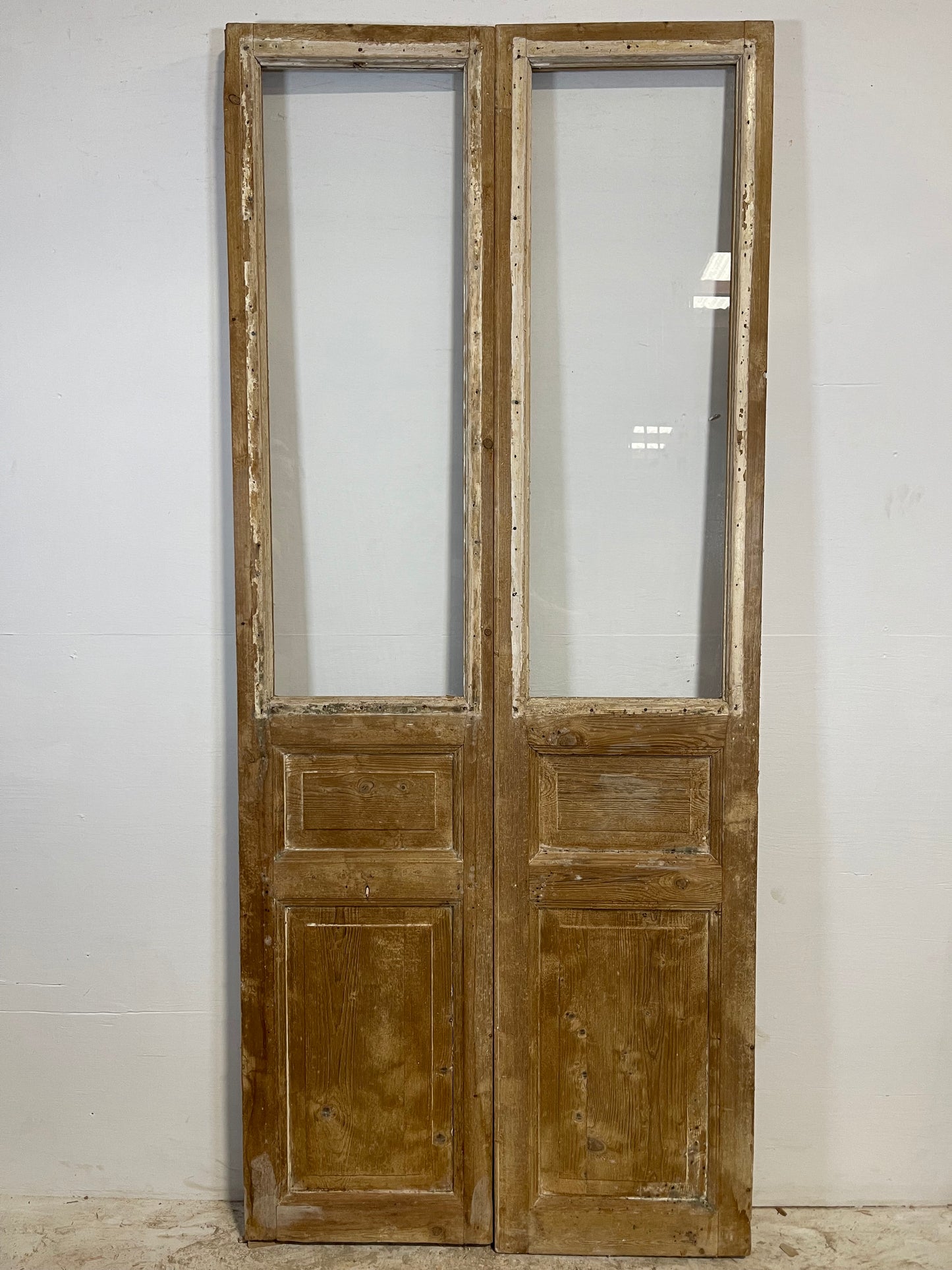 Antique French panel doors with glass (92x39.25) L228