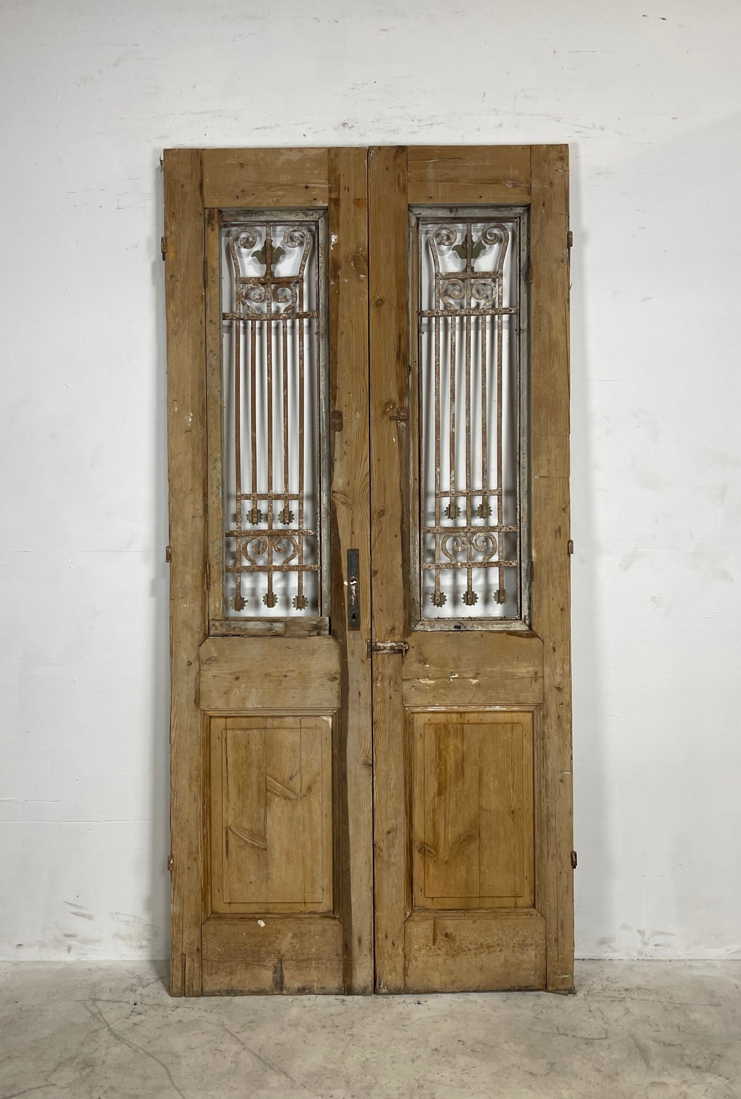 Antique French Panel Doors with Metal (92.25 x 44) N015