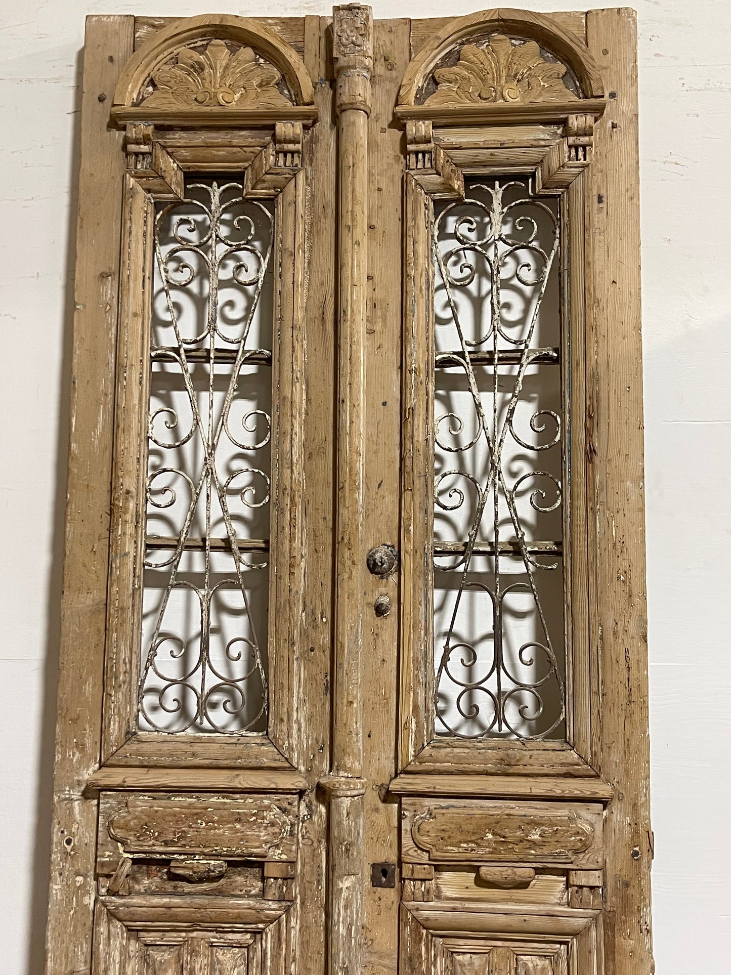 Antique French Panel Doors with Metal (99x47.75) J120