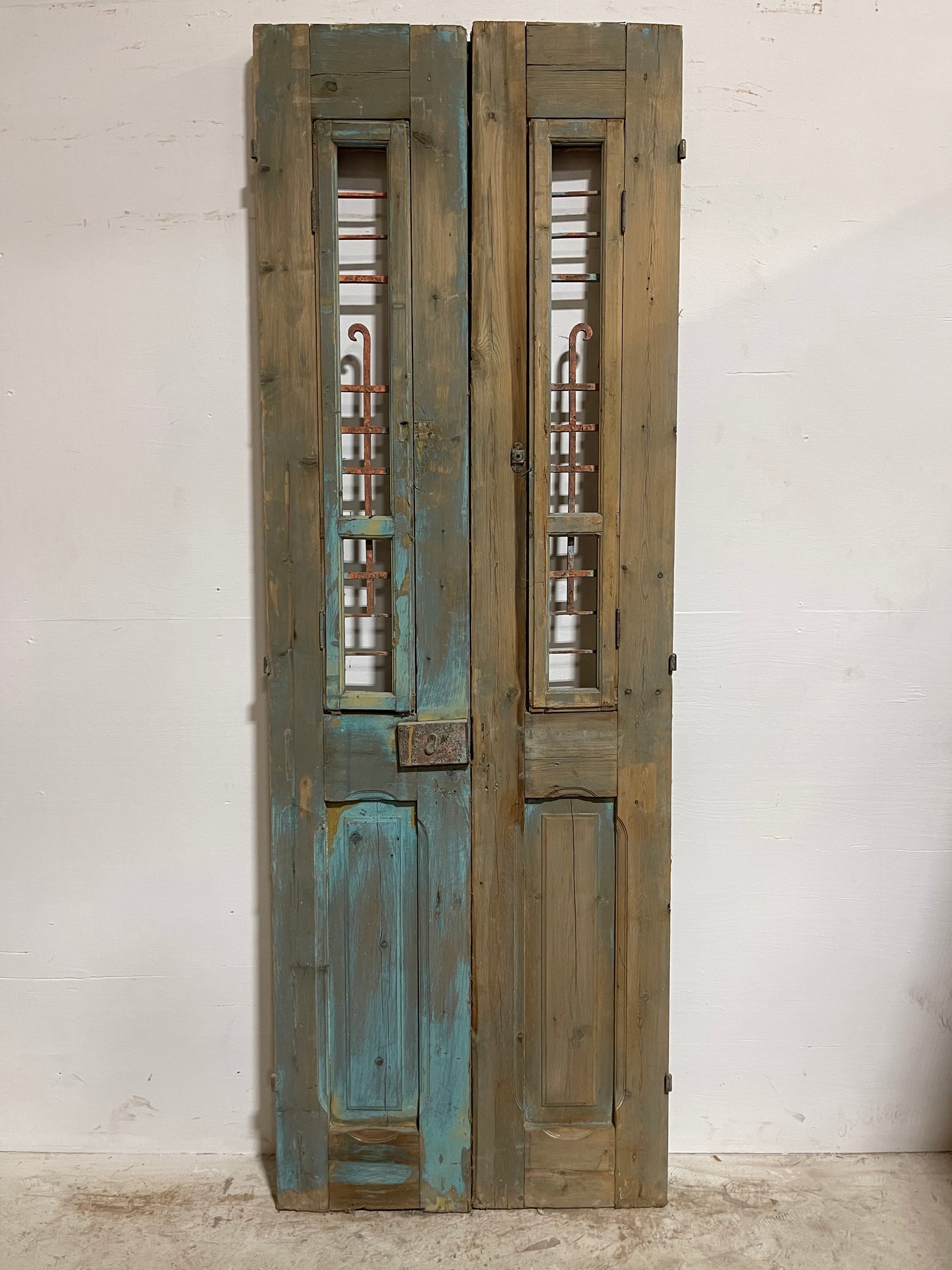 Antique French Panel Doors with metal (92.25x31.75) J111