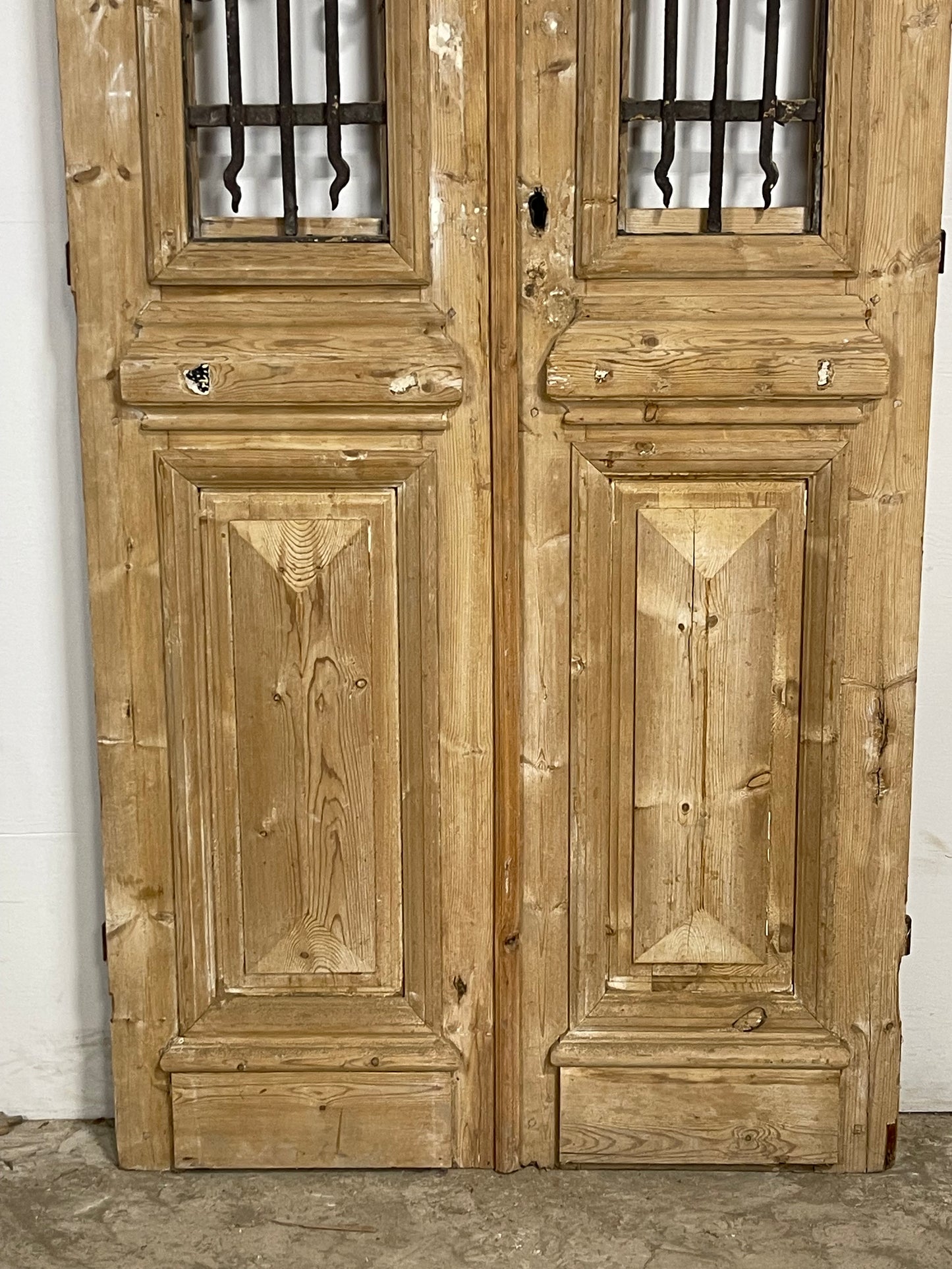 Antique French Panel Doors with Metal (99.5 x 40.5) M064