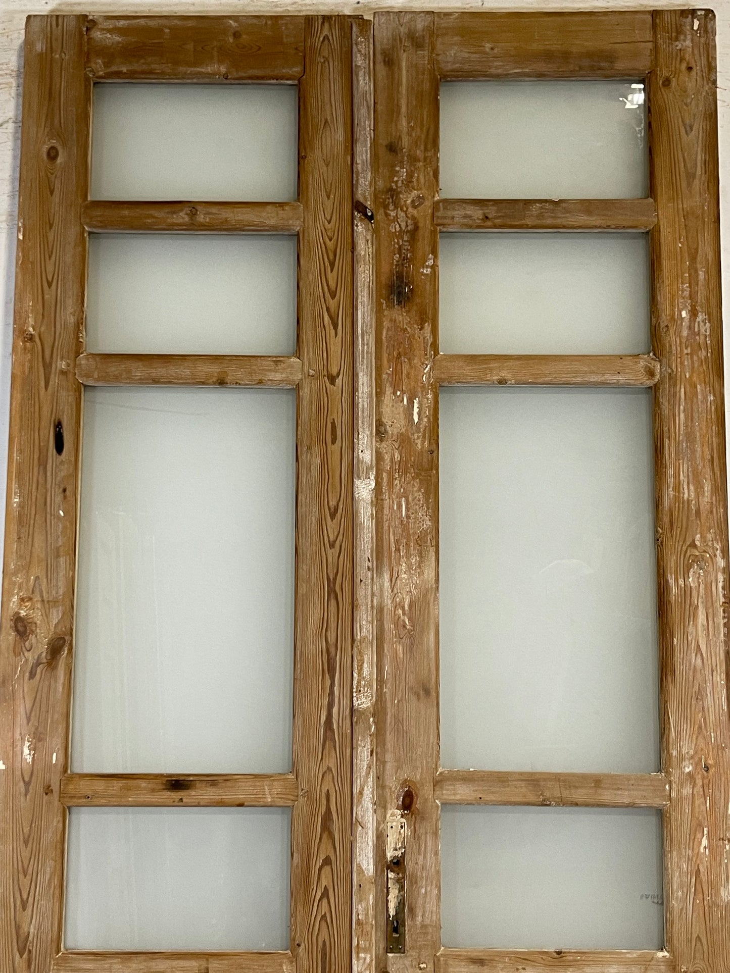Antique French panel doors with glass (92.5x43.25) L179