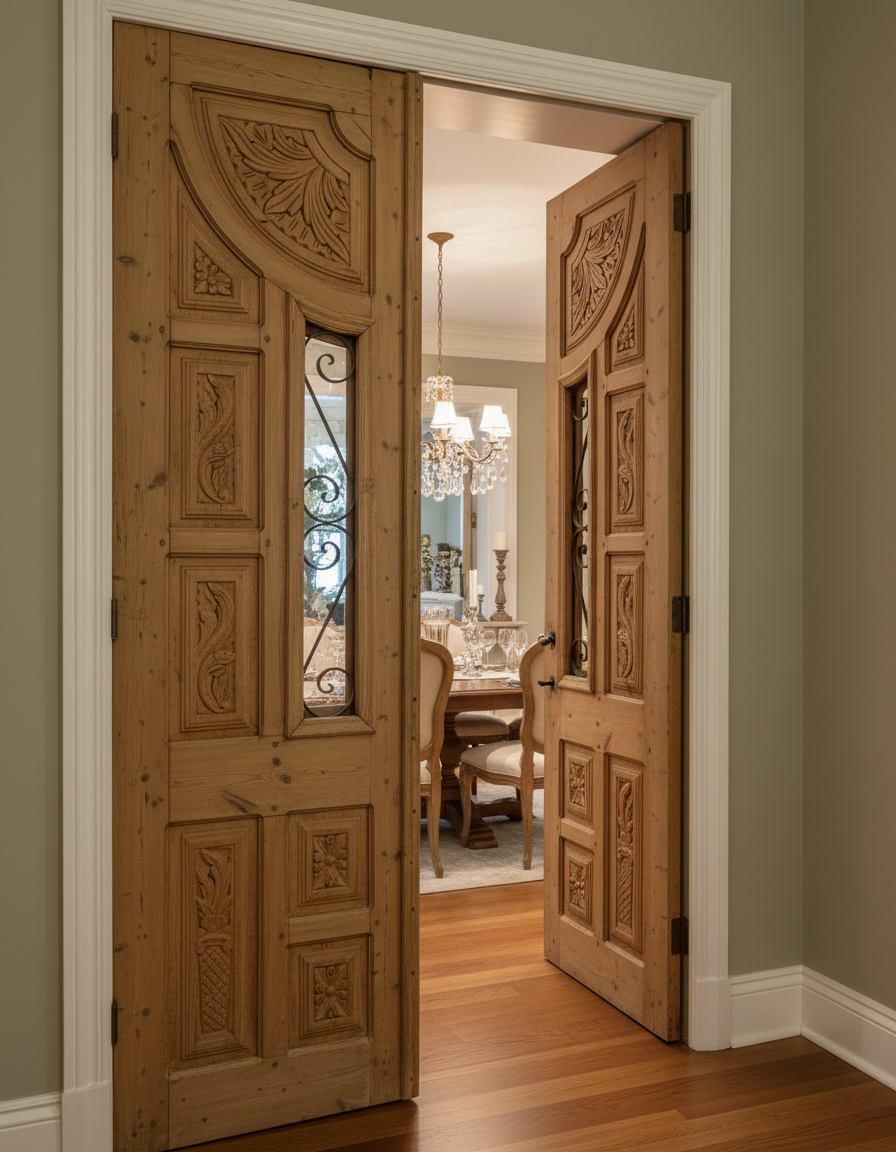 Antique French panel doors with Carvings (103 x 57) P 13