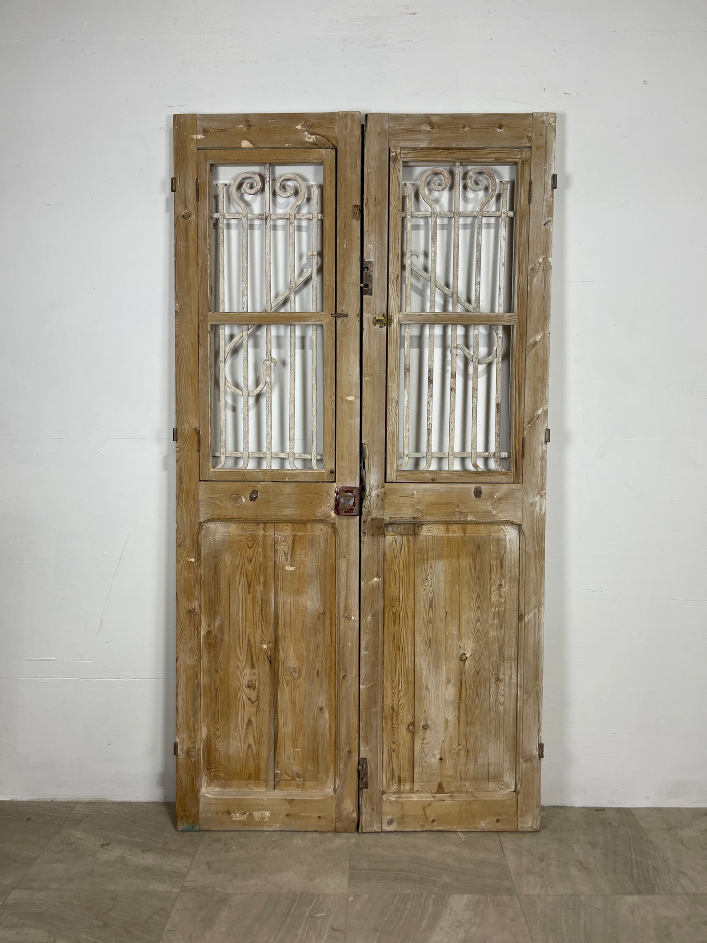 Antique French panel doors with Metal (86.25 x 44.75) O13