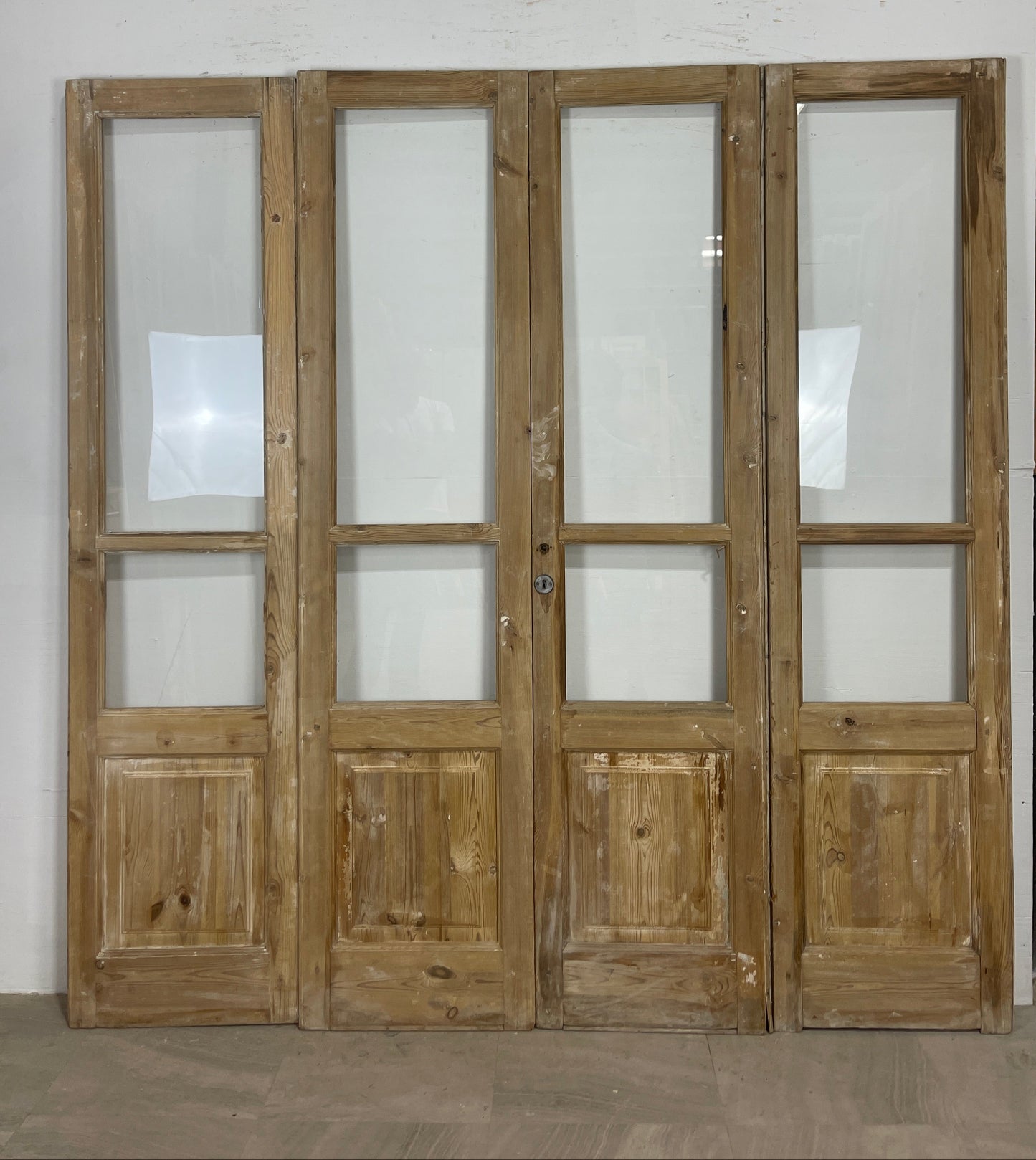 Antique French panel doors with Glass (84.5 X 82.5) O110