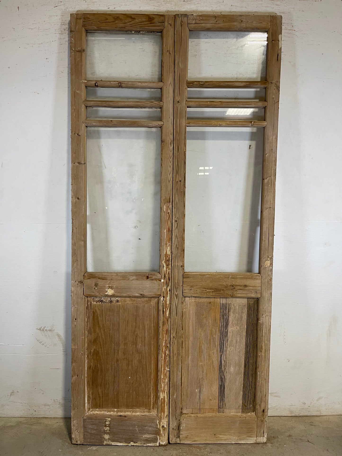 Antique French panel doors with glass (90.5x42.75) L164