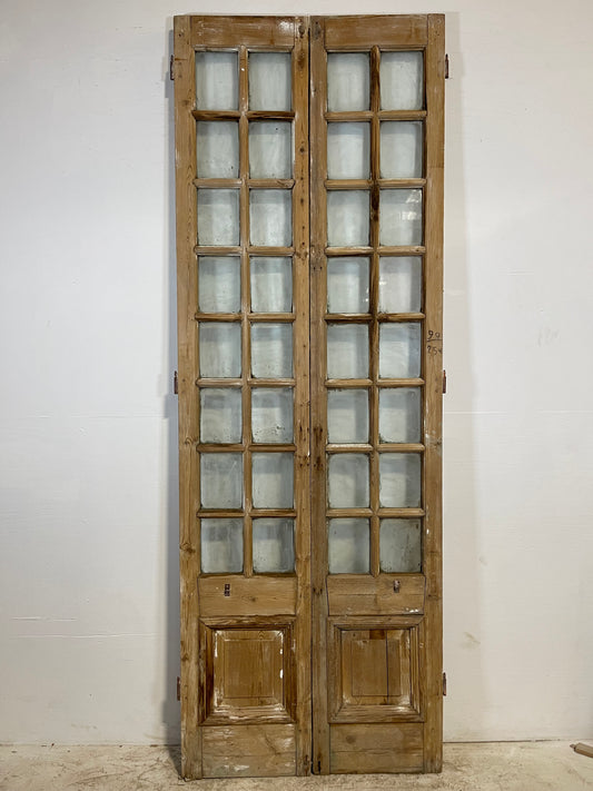 Antique French panel doors with glass (99.5x34.5) L229