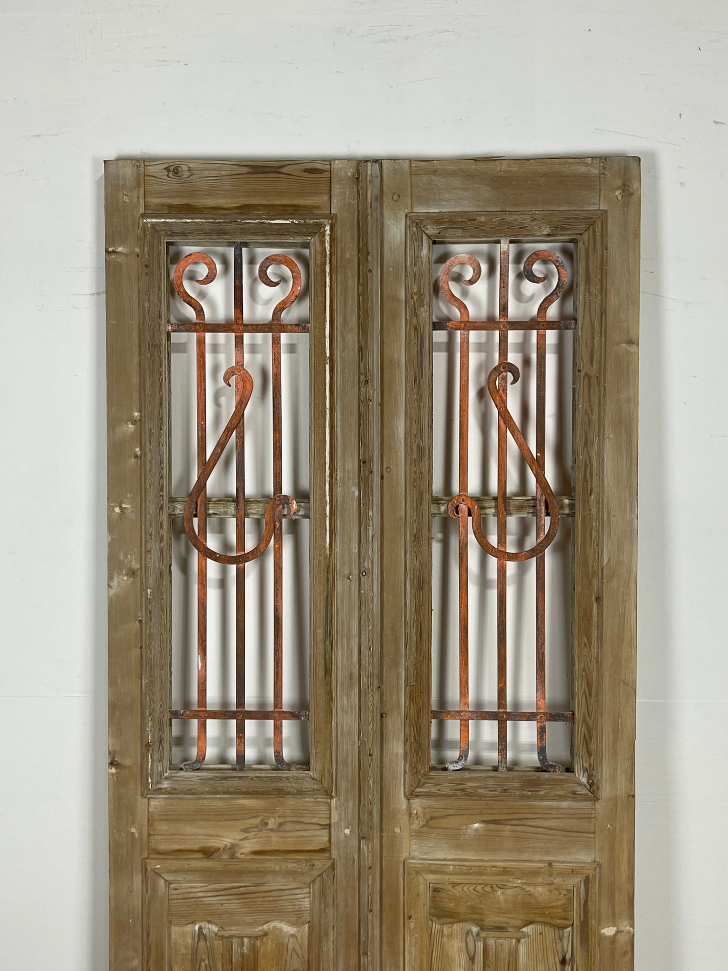 Antique French panel doors with Metal (86 x 36.75) O20