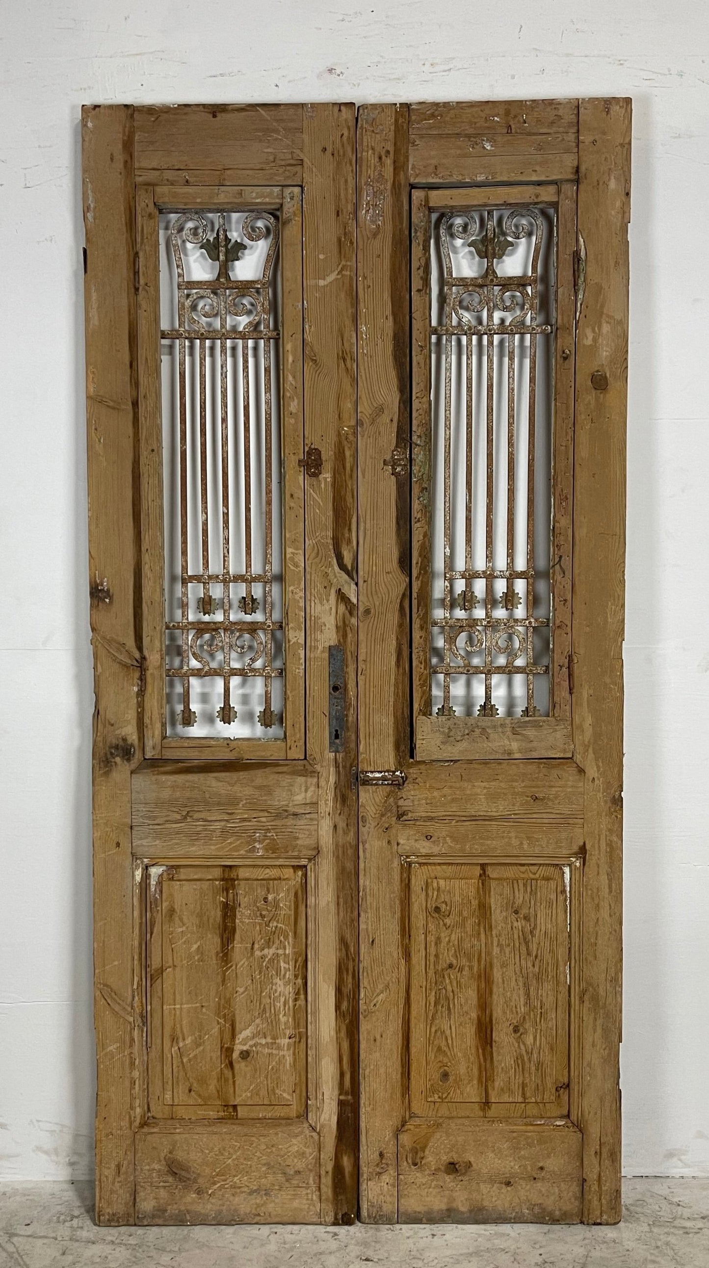 Antique French Panel Doors with Metal (92 x 44)    N014